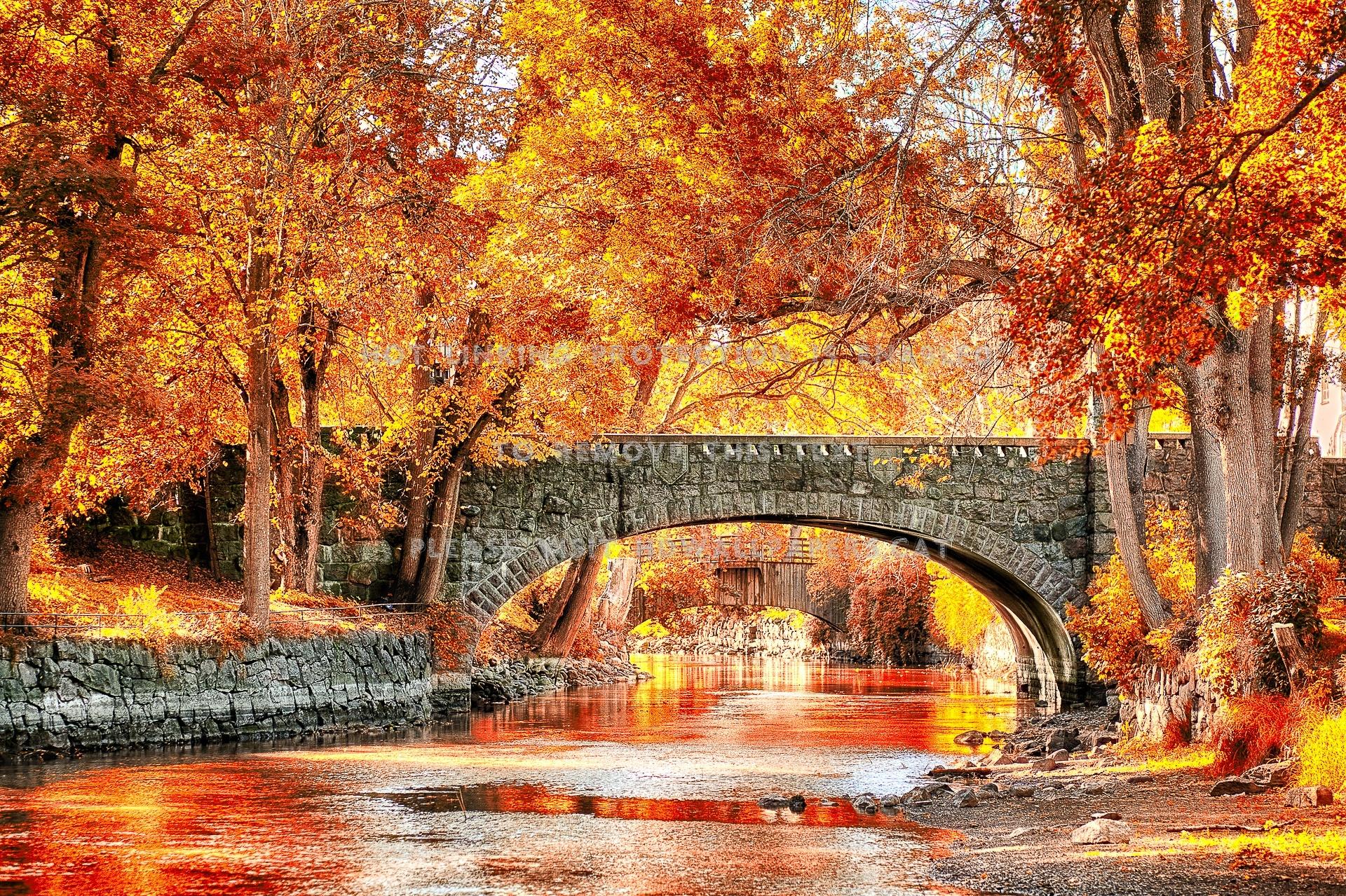 Fall Covered Bridge Autumn Desktop Wallpaper
