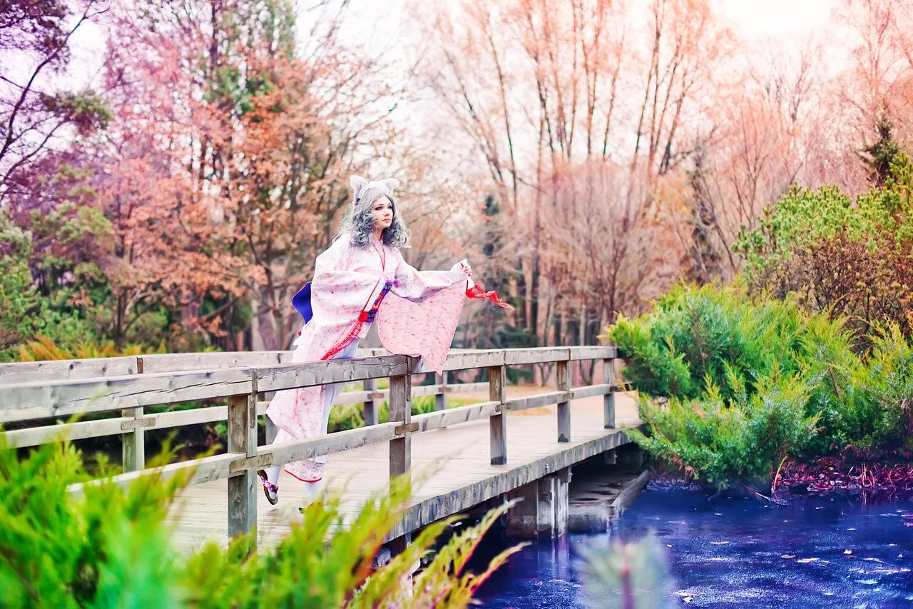 Forest: Colors Autumn Bridge Lady Nature Trees Desktop