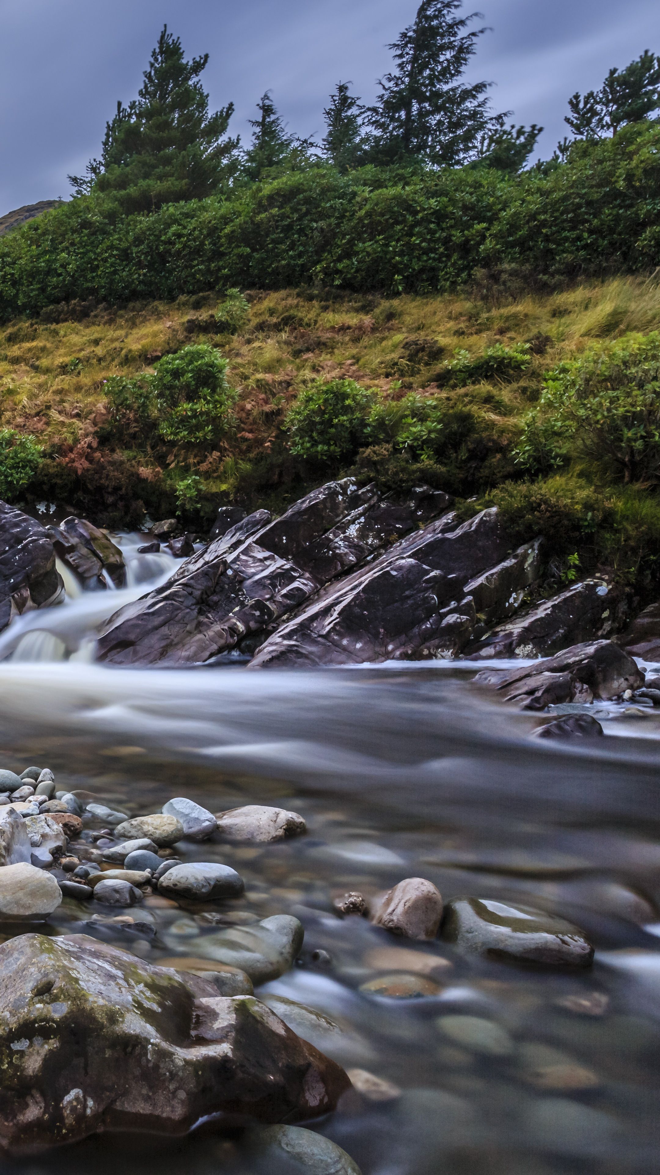 Nature #river #rocks #flow #wallpaper HD 4k background