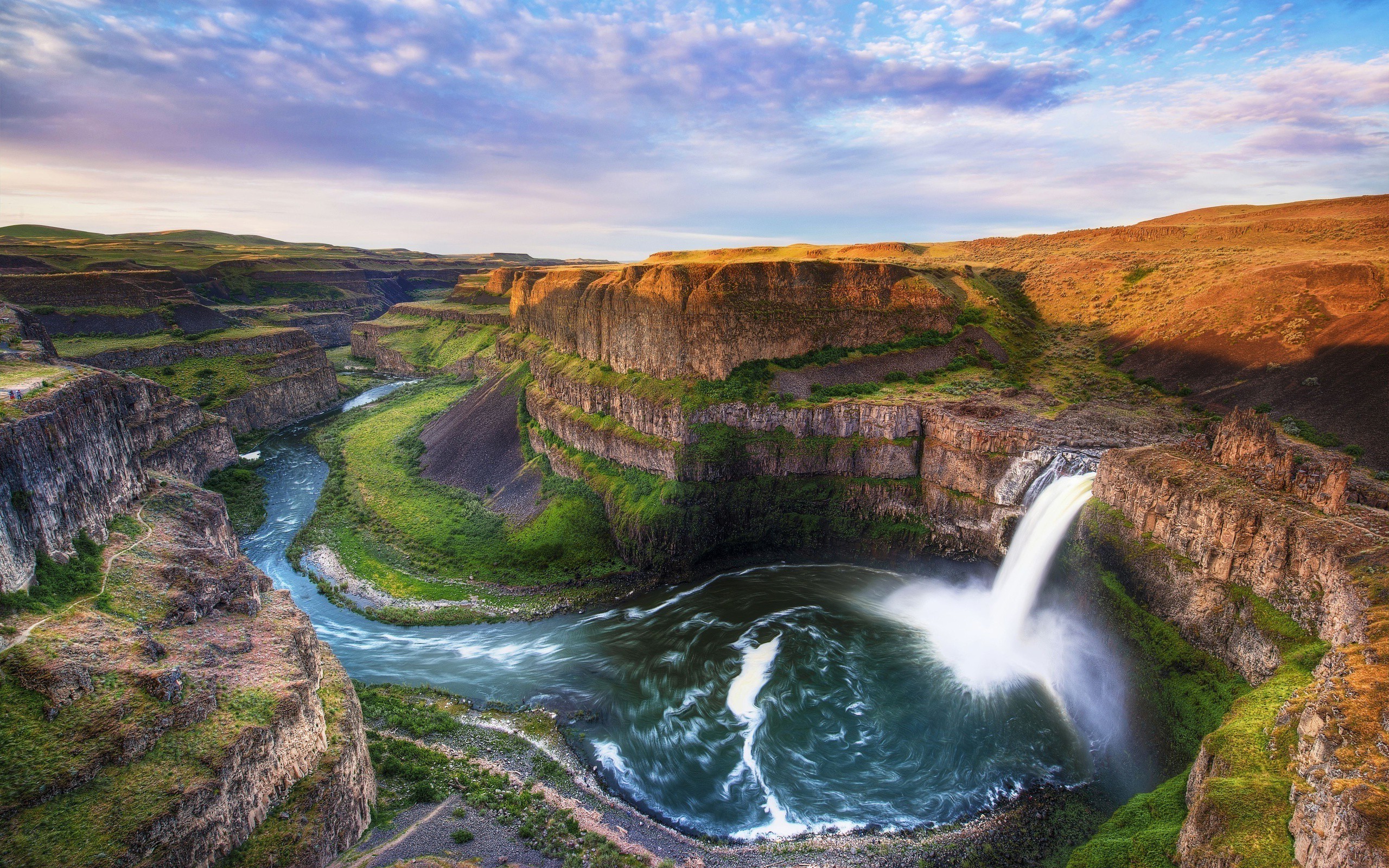landscape, Waterfall, River, Rock Wallpaper HD / Desktop