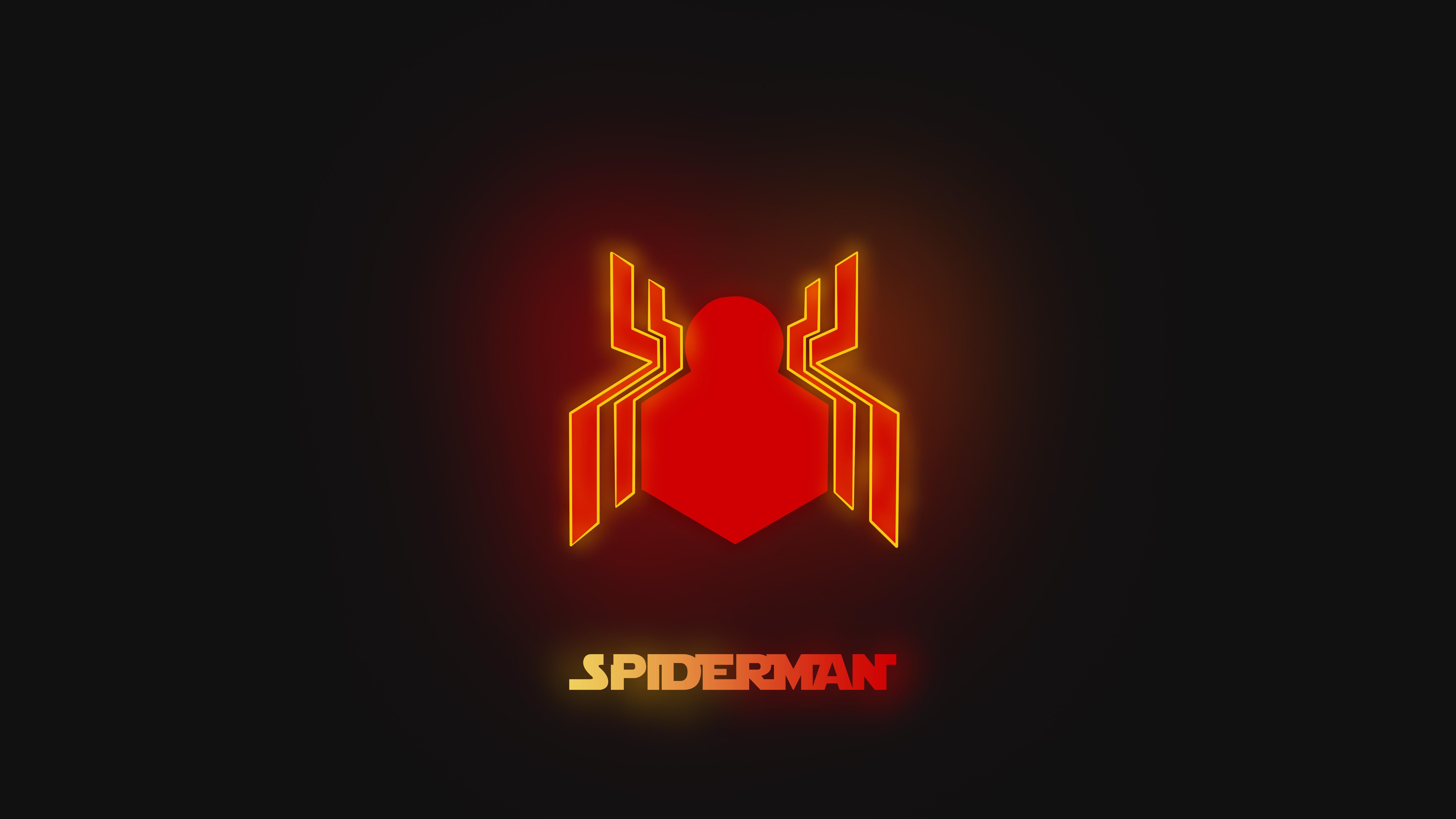 Neon Spiderman Logo, HD Superheroes, 4k Wallpaper, Image