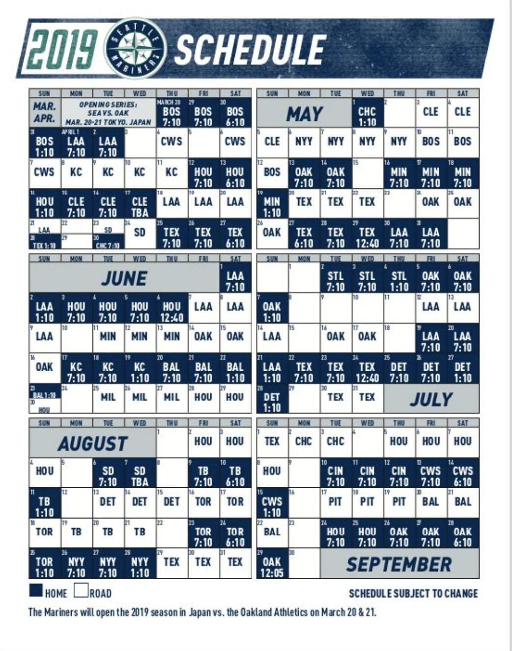 Seattle Mariners 2019 schedule: Japan, the Cubs