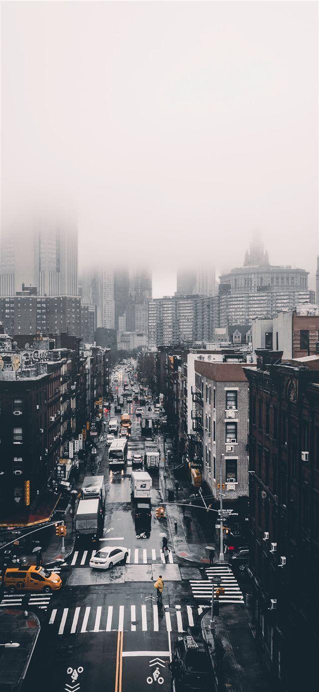Foggy Day iPhone X wallpaper #town #city #road #building