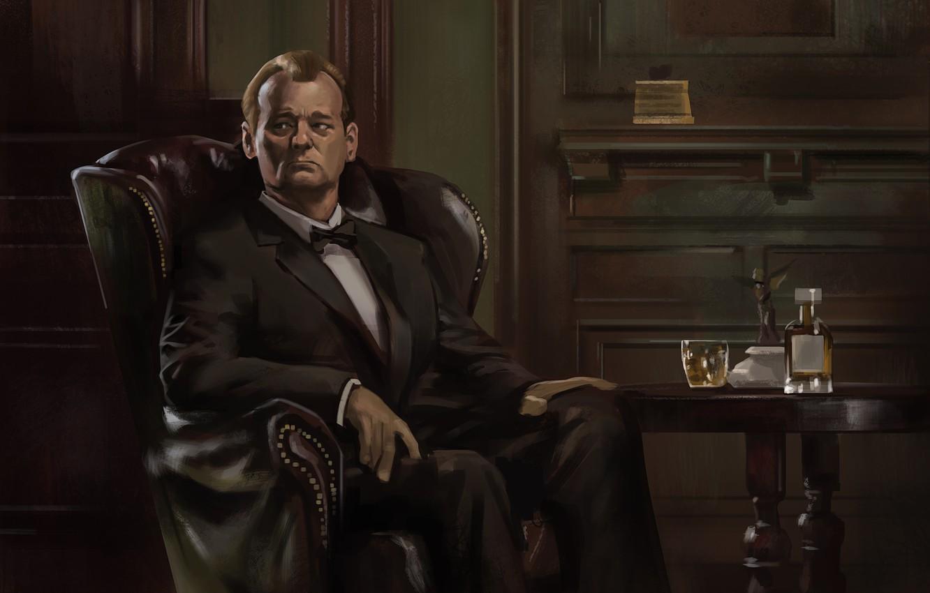 Wallpaper chair, art, alcohol, actor, male, whiskey, Bill