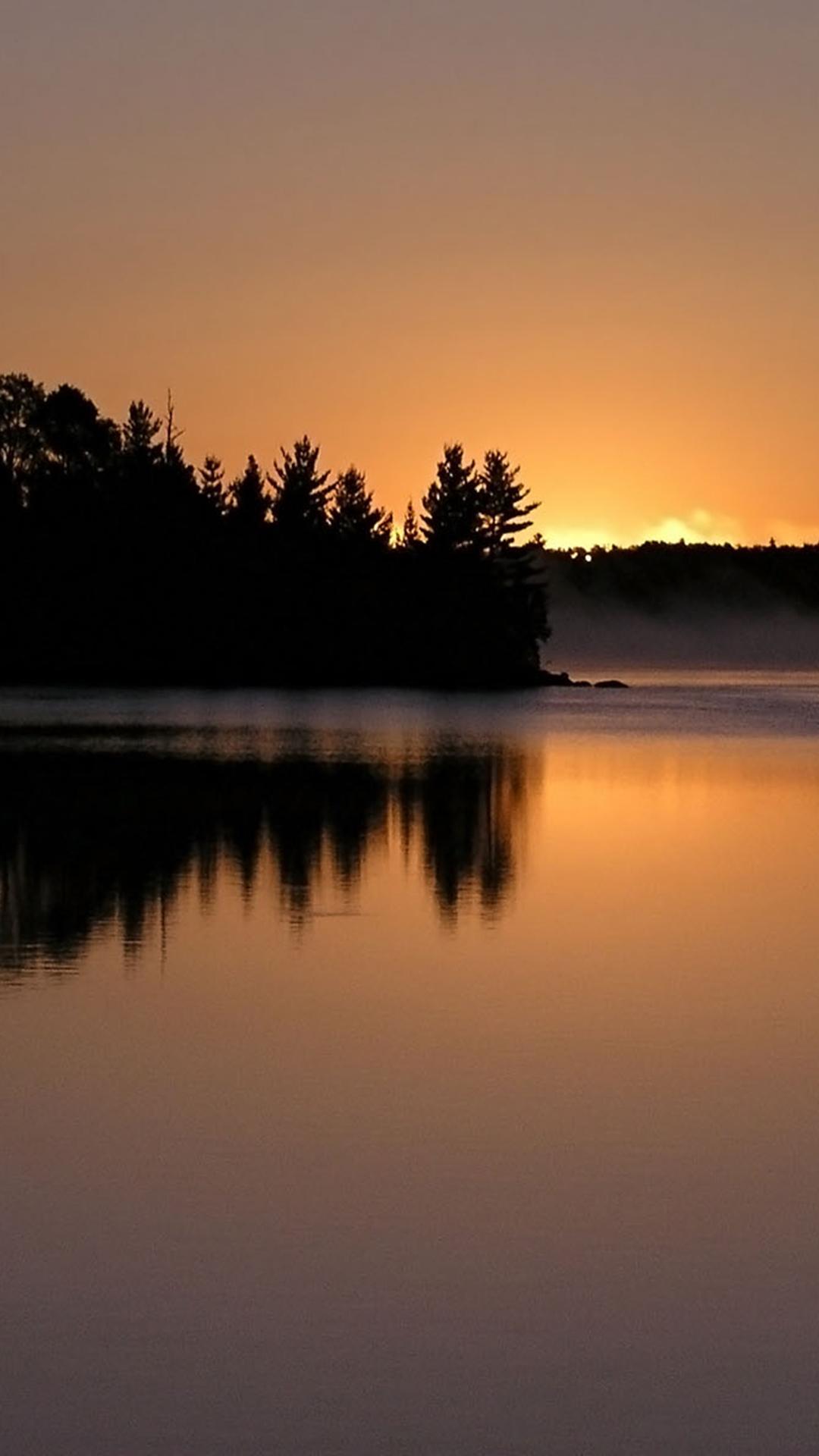 Sunset Lake Mist Smartphone Wallpaper HD ⋆ GetPhotos