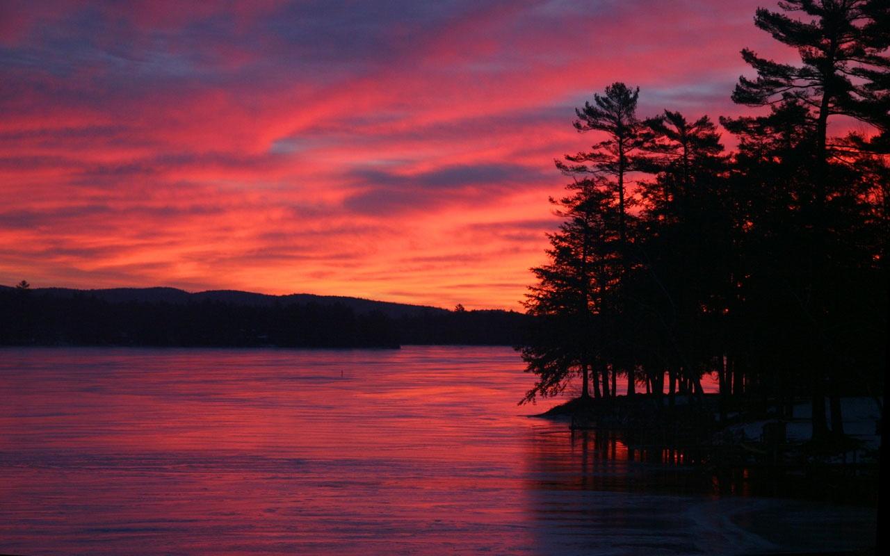 Deck Sunset Lake HD wallpaper