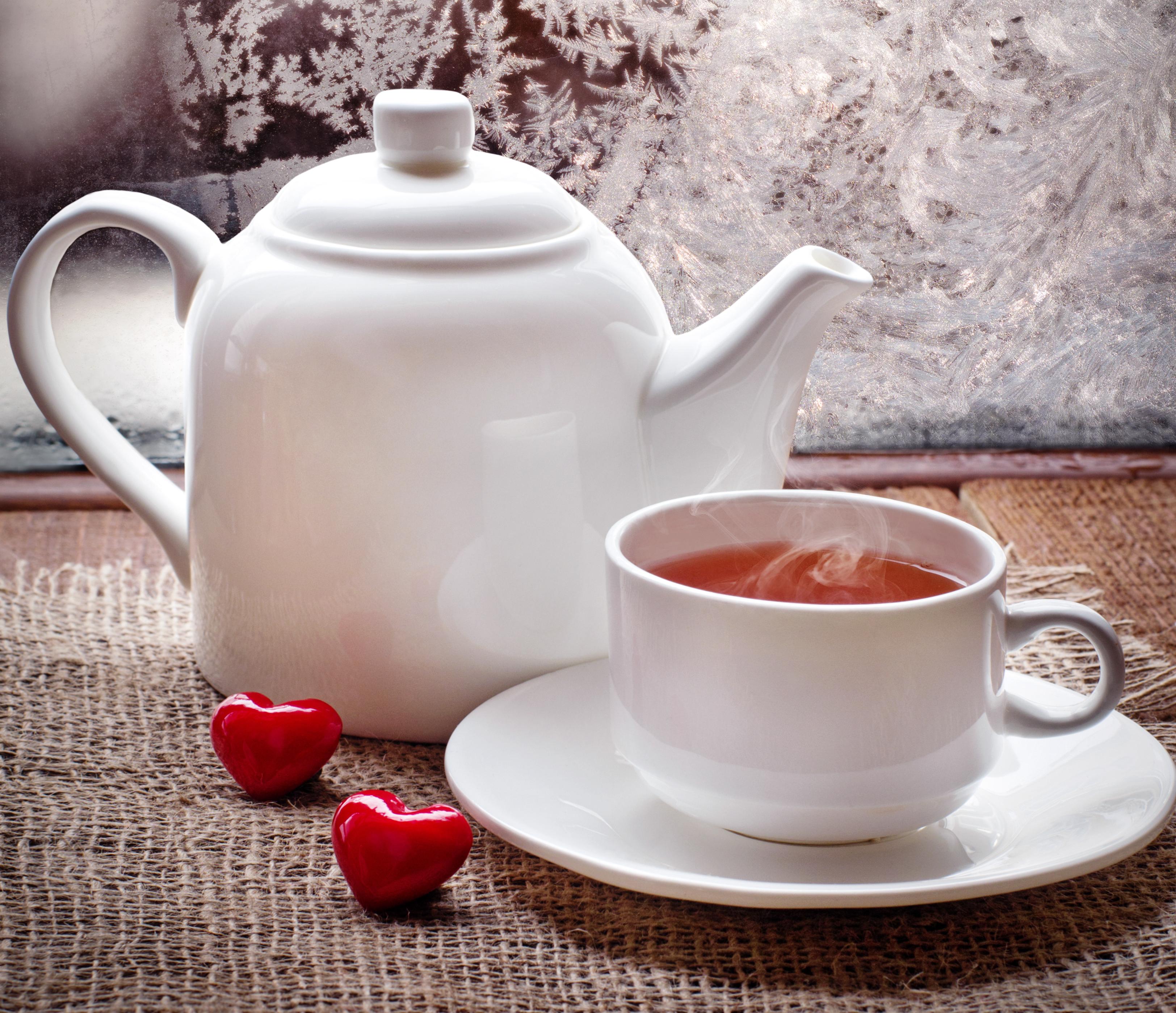 hearts, tea time, love, tea, winter wallpaper