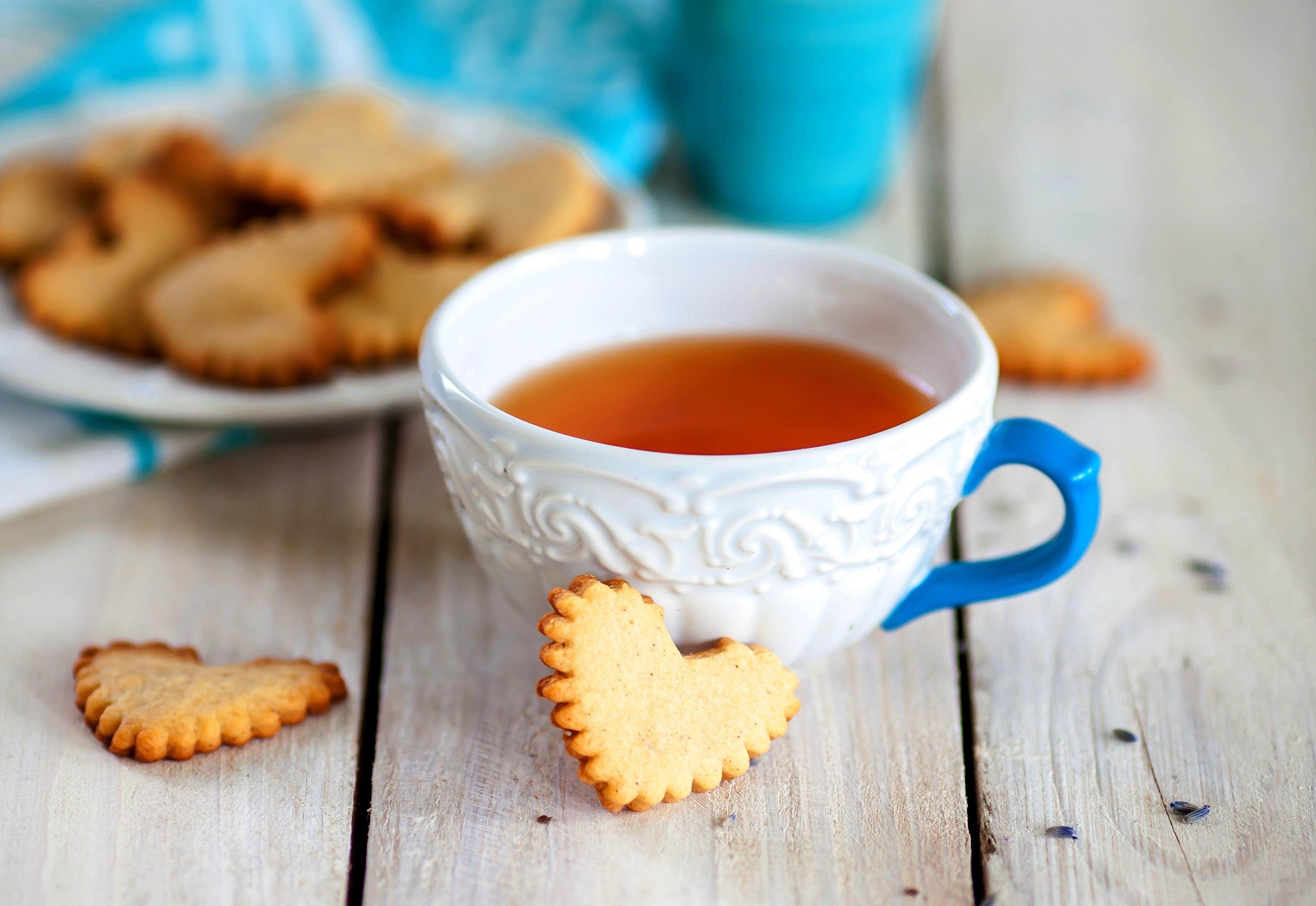 tea, cookies, cup, tea time, love wallpaper