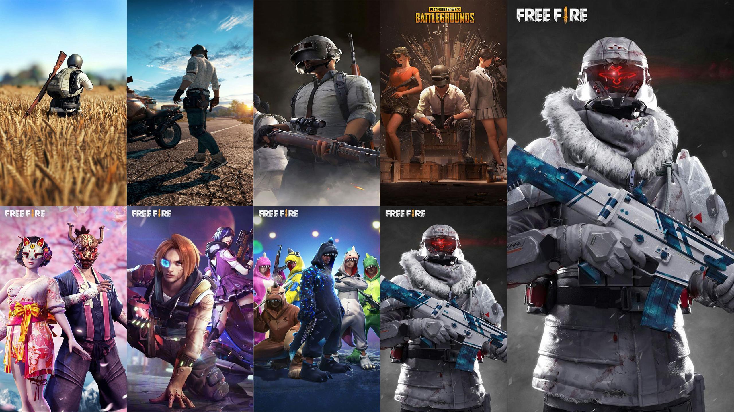 pubg vs free fire wallpaper