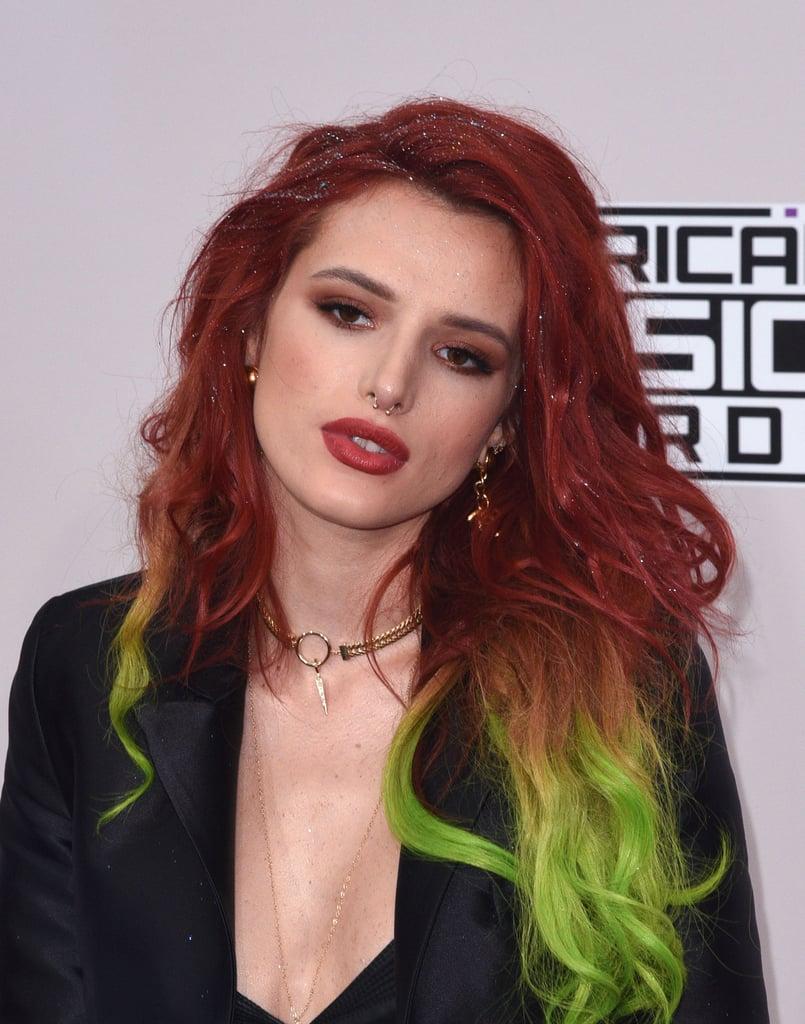 Bella Thorne With Dark Red Hair and Green Ends. Bella