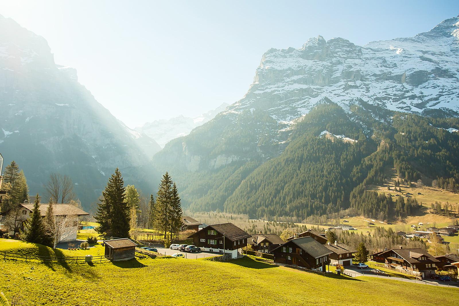 Landscape photograph of town near mountains, grindelwald
