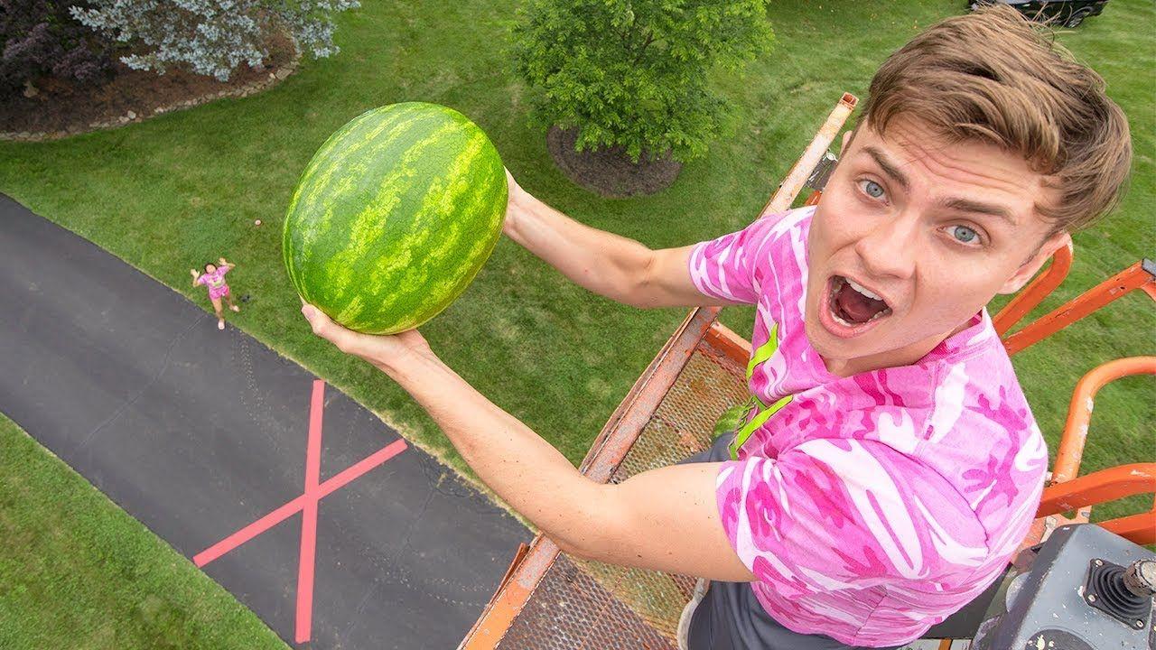 DROPPING WATERMELON 45FT!! YOU WONT BELIEVE WHAT HAPPENED TO