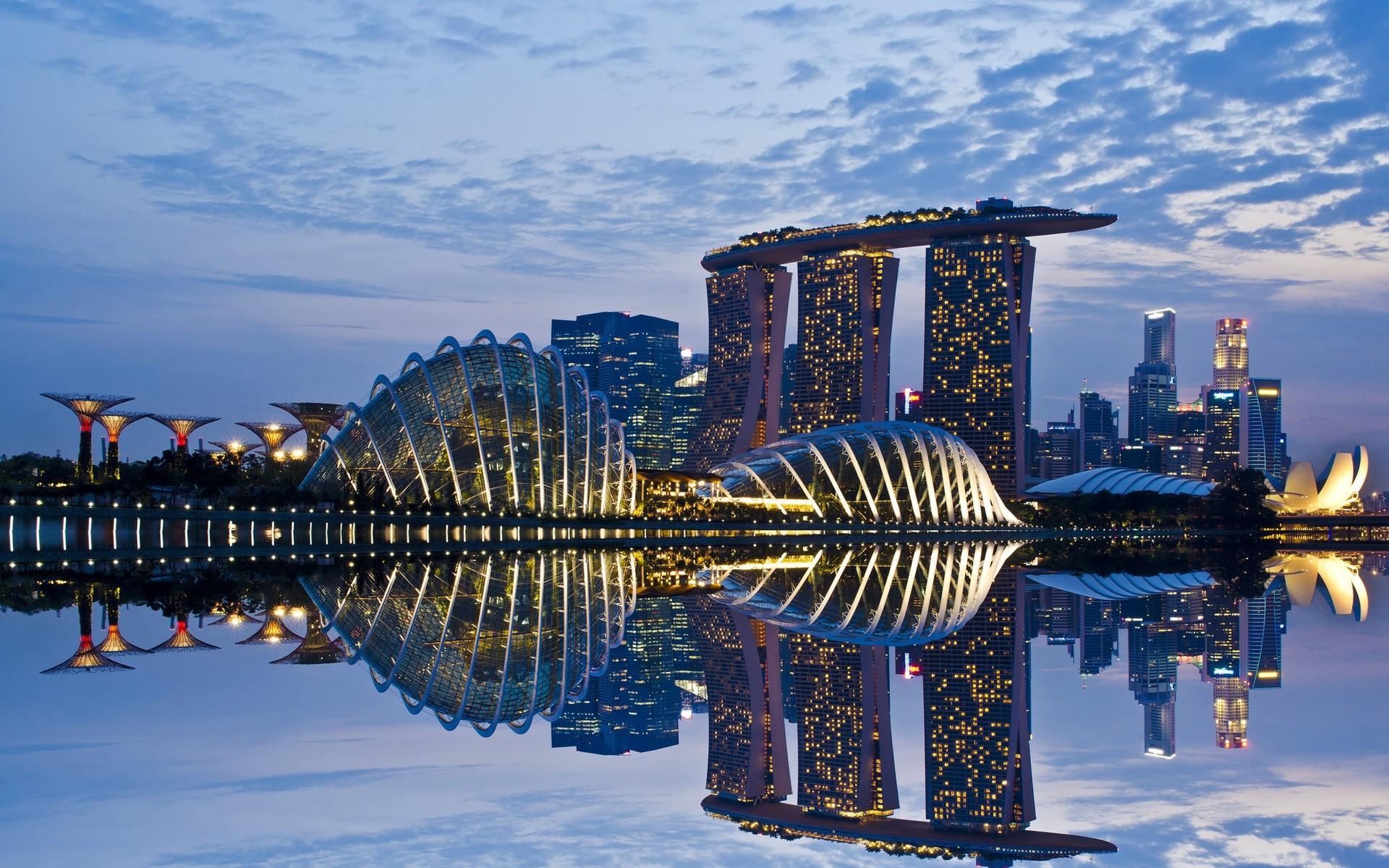 Singapore, Reflection, Sky, Architecture wallpaper