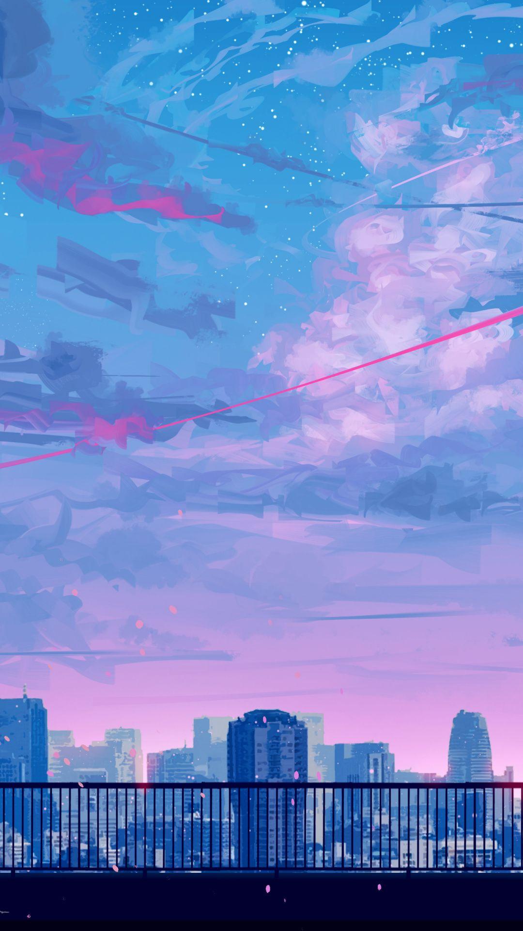 Lets go home, cityscape, bicycle ride, sunset, clouds, art, 1080x1920 wallpaper. Scenery wallpaper, Anime scenery, Anime scenery wallpaper