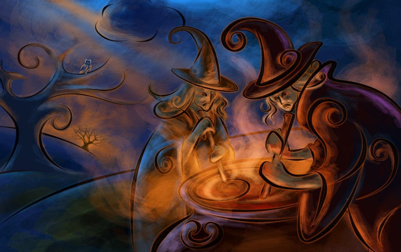 Witchcraft Magic Night Cauldron wallpaper. Witchcraft