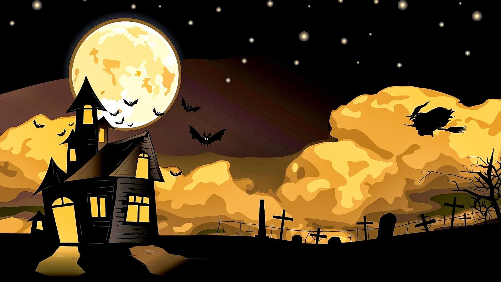 HD Wallpaper: Halloween Night House Witch