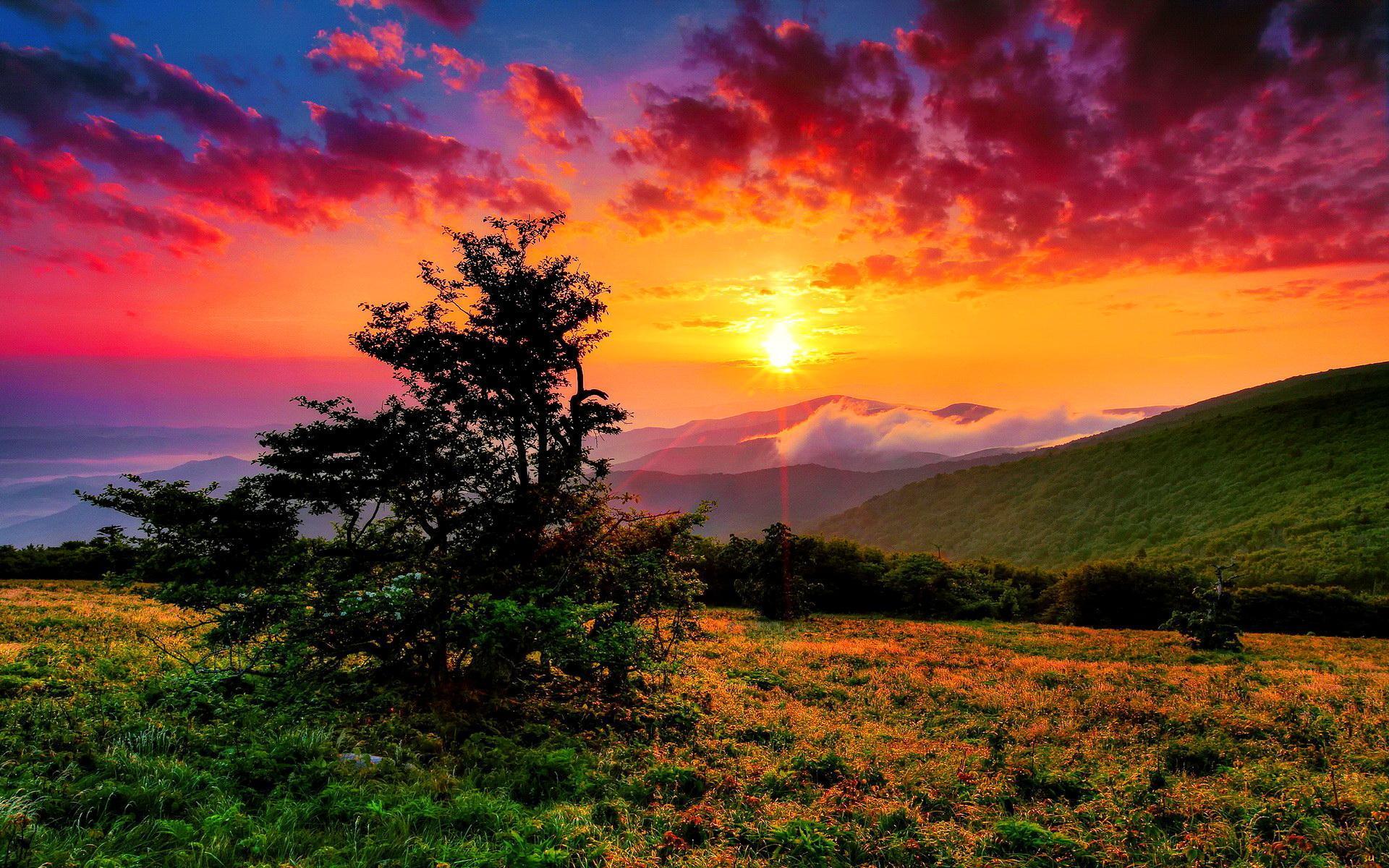 Brilliant sunrise over western North Carolina HD desktop