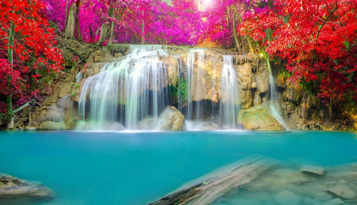 Thailand Parks Waterfalls Erawan waterfall National Park