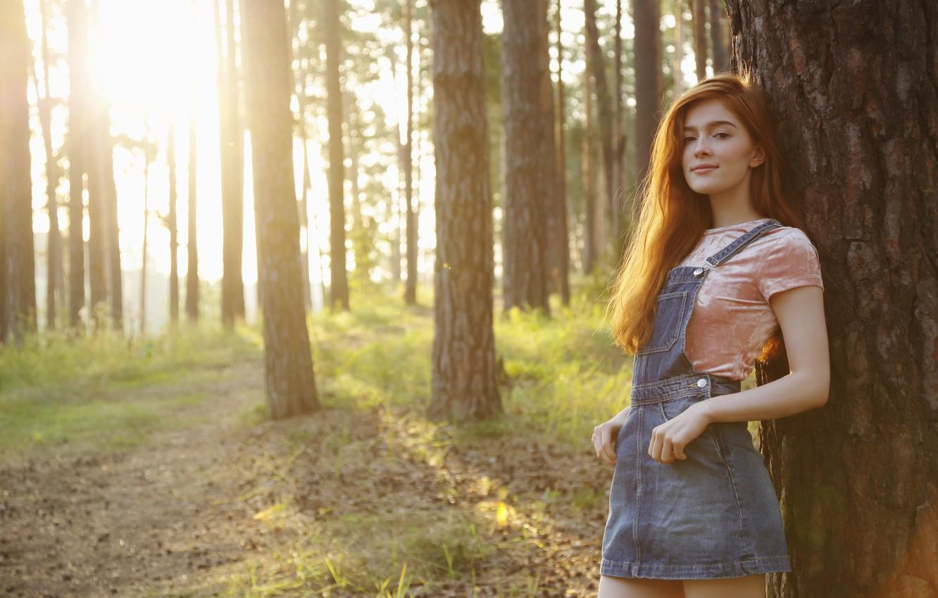 Wallpaper Forest, Girl, Nature, Girl, Model, Red Haired