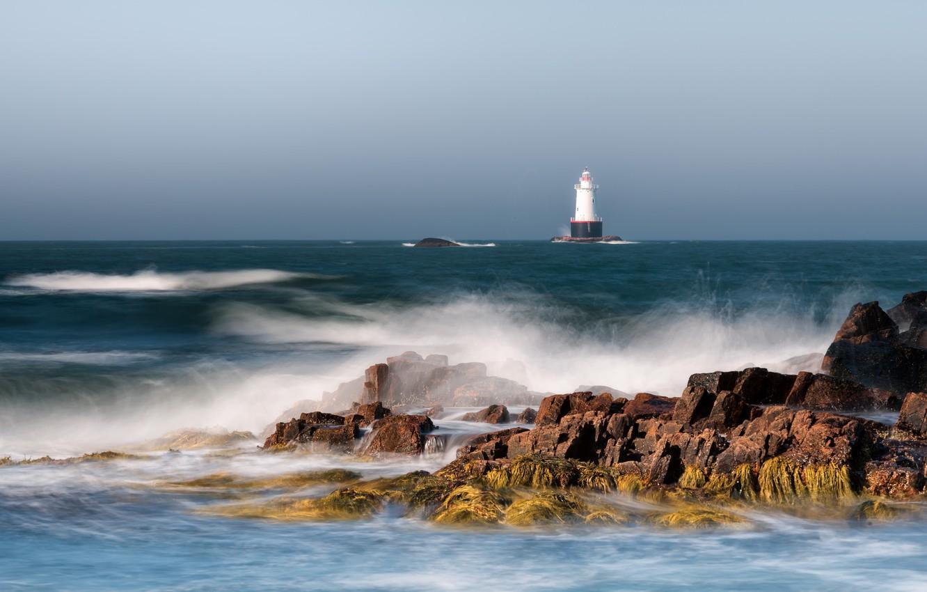 Wallpaper the ocean, coast, lighthouse, USA, lighthouse, New