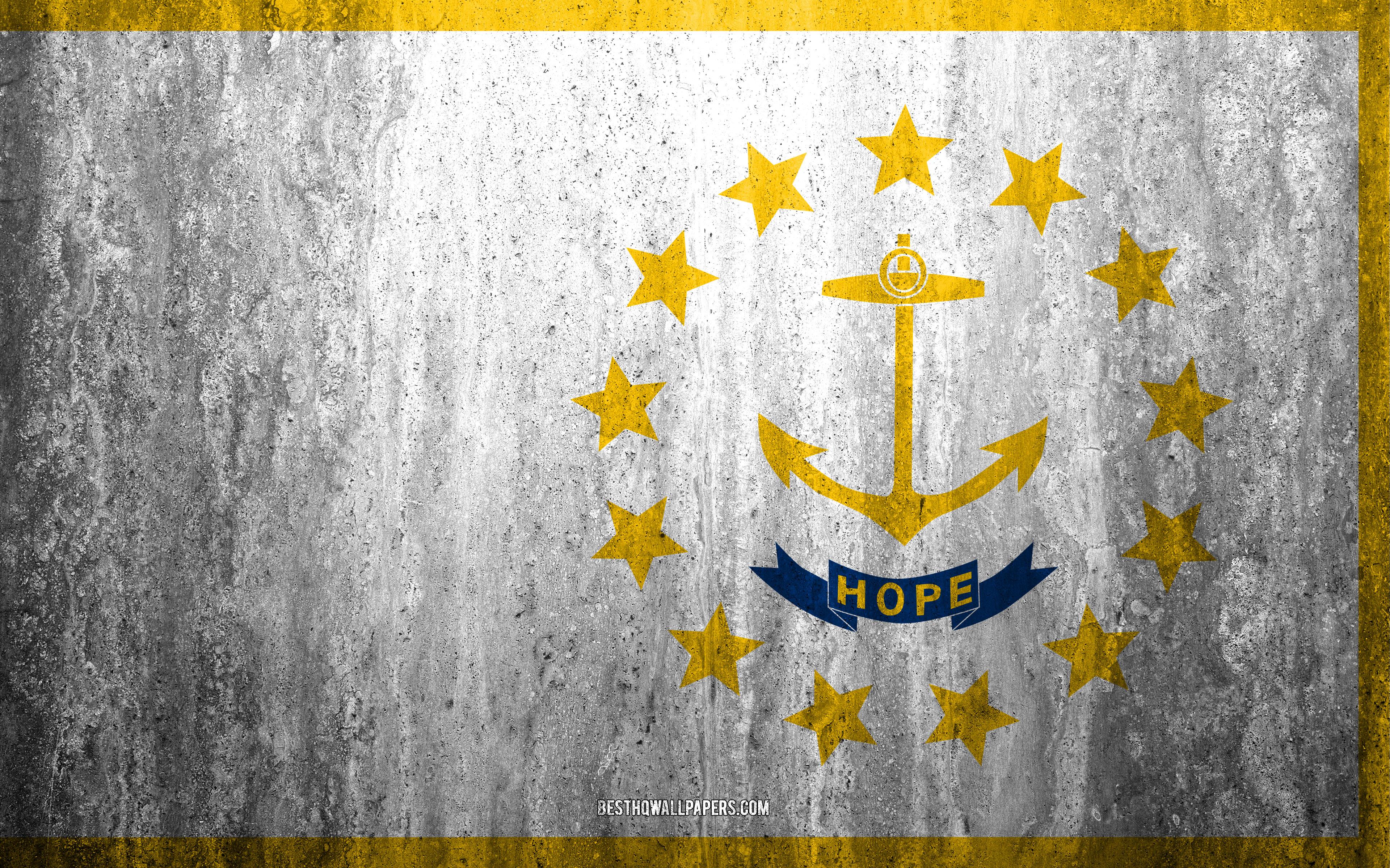 Download wallpaper Flag of Rhode island, 4k, stone