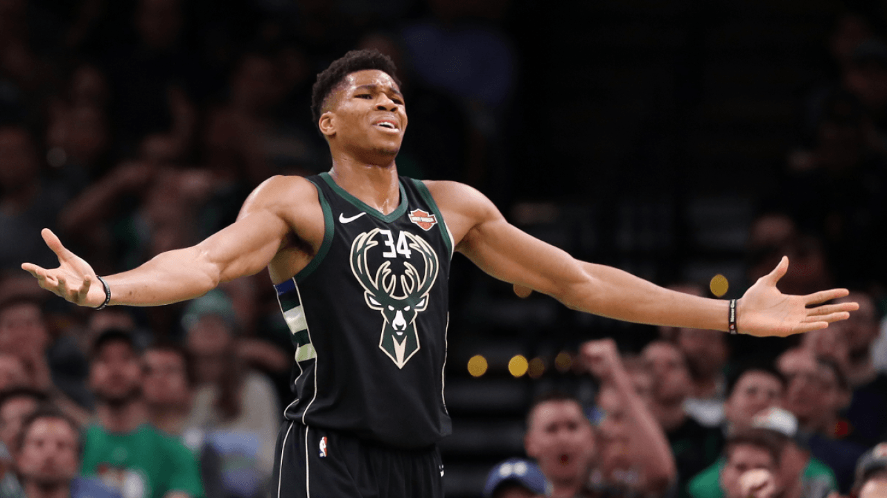 Errant pass from Giannis beans Harden in the face [VIDEO]