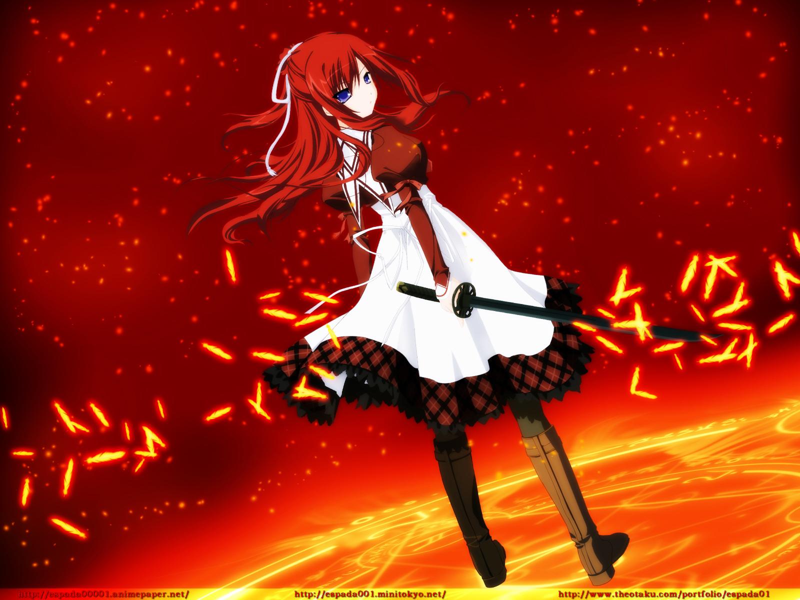 eyes kusakabe misuzu red red hair signed sword weapon