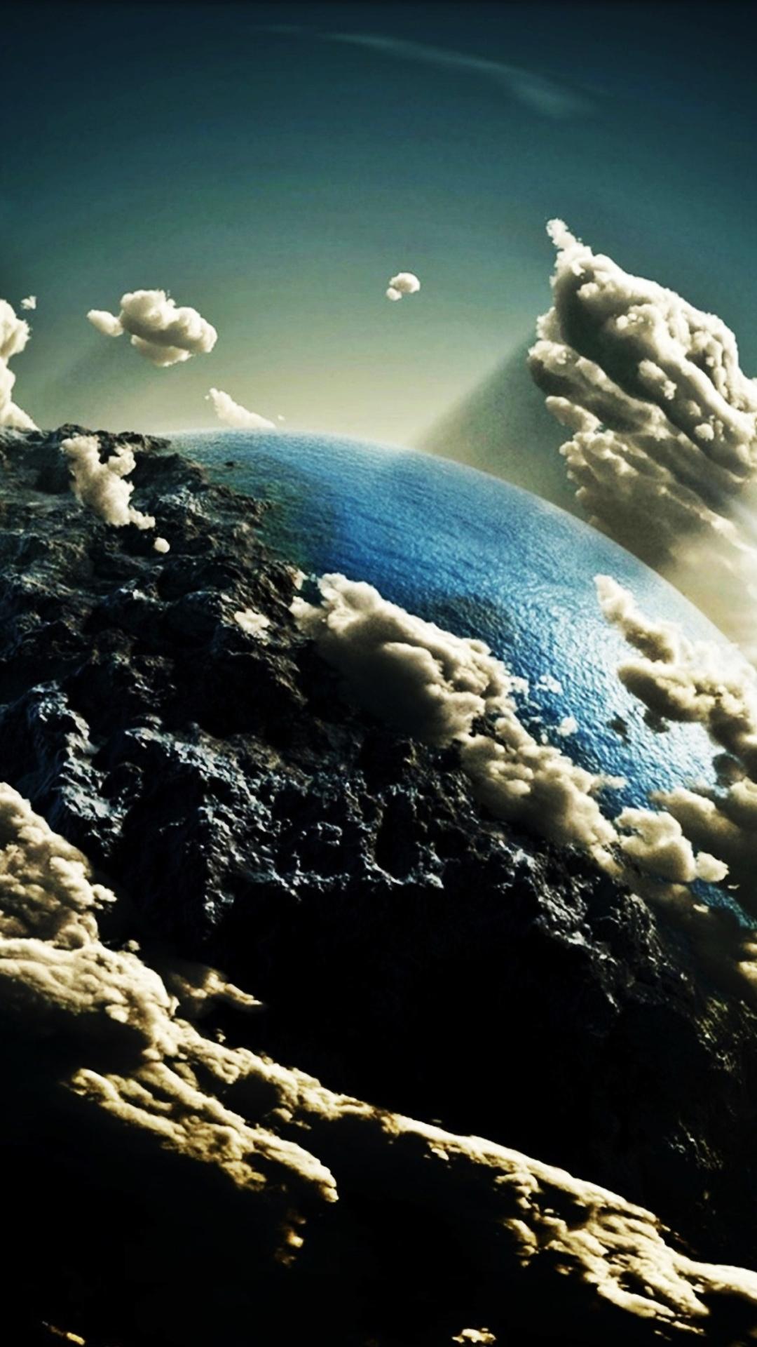 Earth Space Clouds Android Wallpaper free download