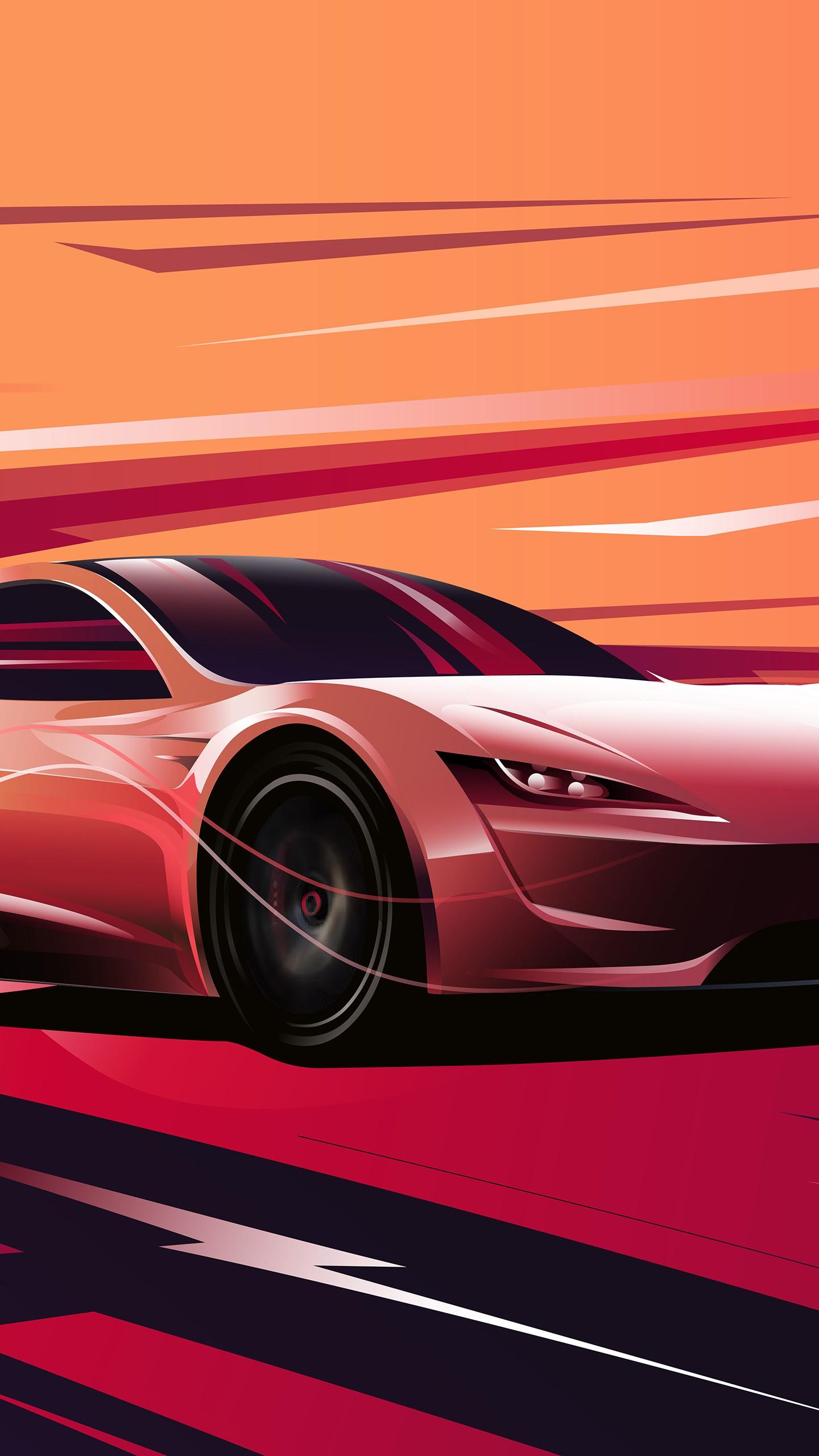 Supercars Gallery: Tesla Roadster iPhone Wallpaper