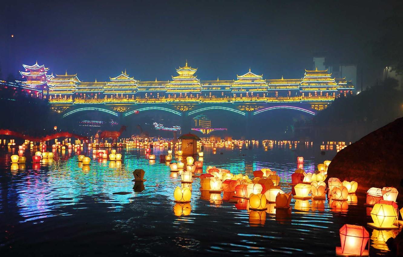Wallpaper China, Lanterns, Guangxi, The Mid Autumn Festival
