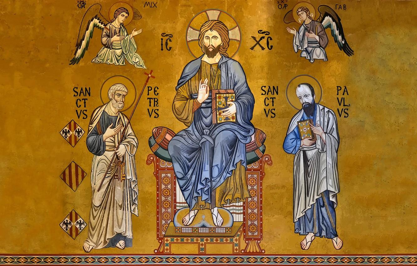 Wallpaper gold, angels, God, king, church, Sanctus, Jesus, Rex, Jesus Christ, orthodox image for desktop, section рендеринг
