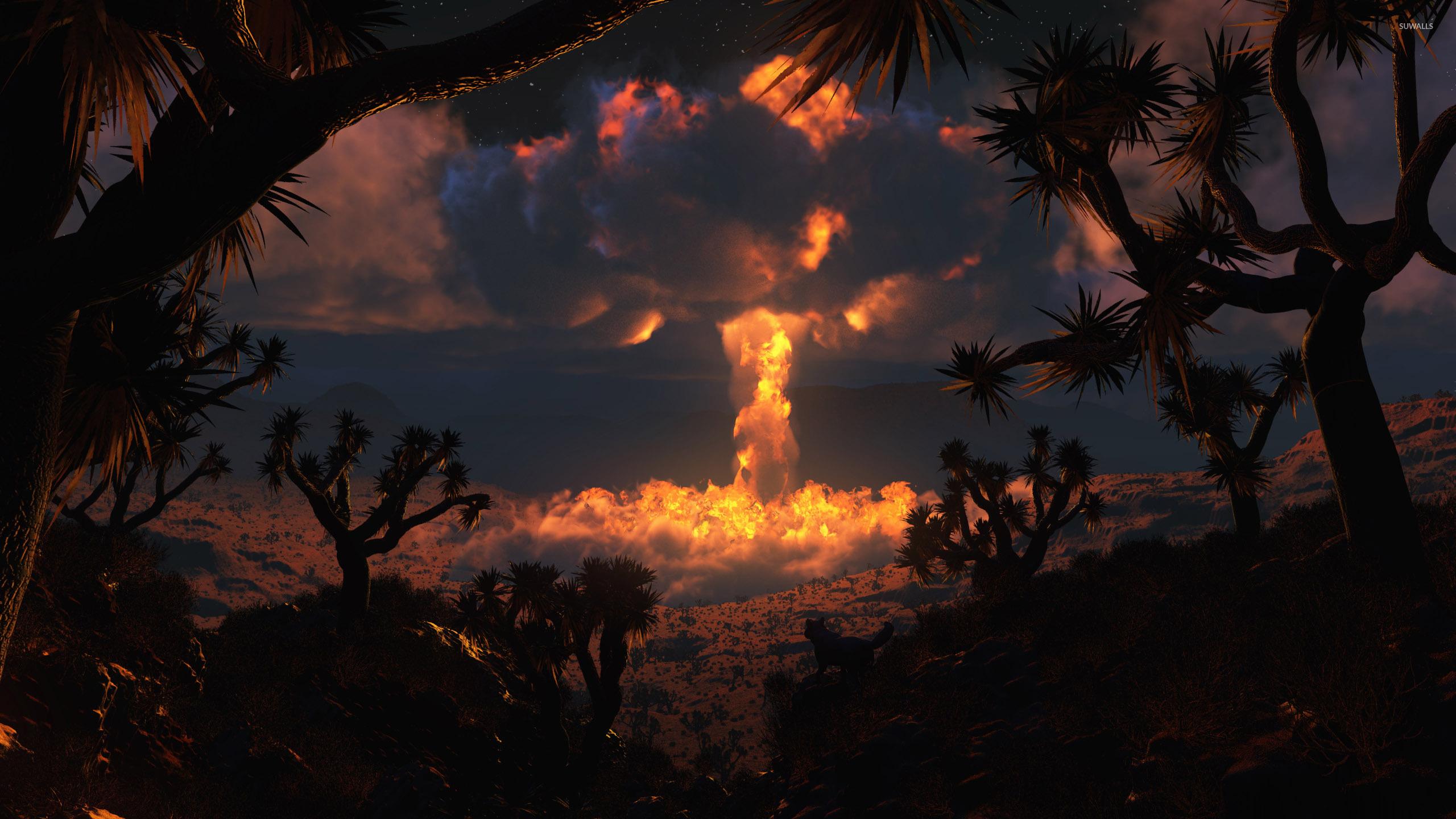 Fire clouds in the desert wallpaper Art wallpaper