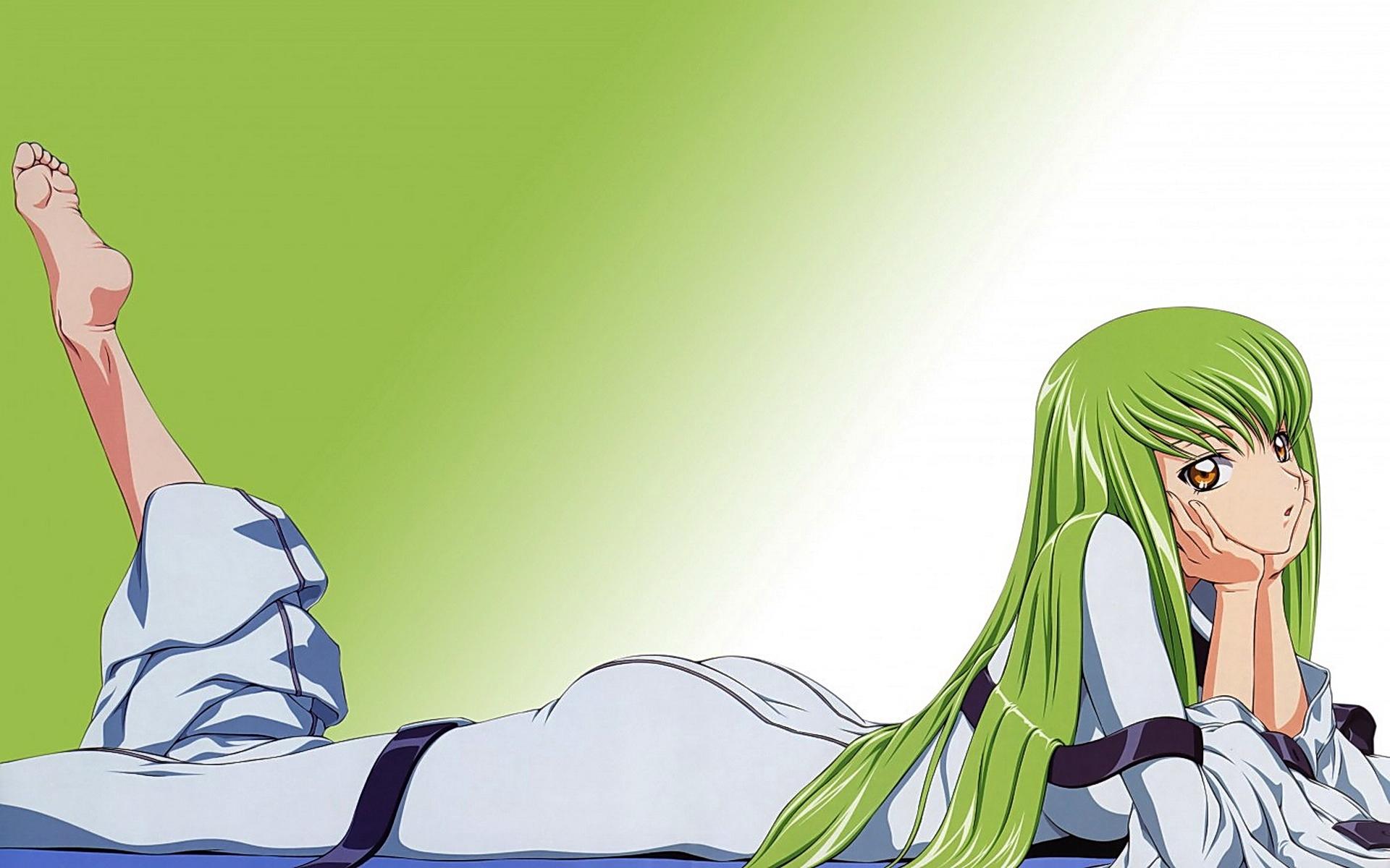 Anime Girl Hair Green Pajamas , Image