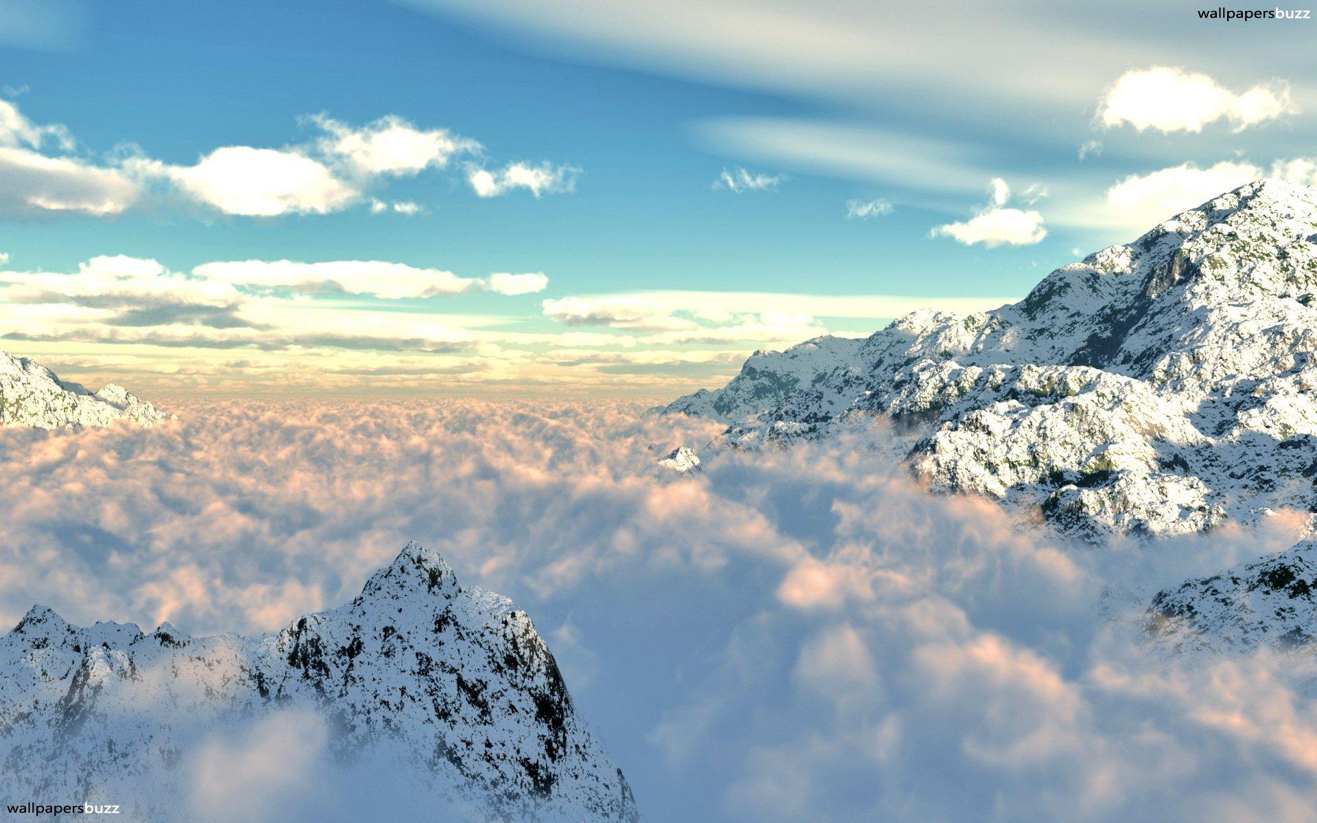 Mountains in clouds HD Wallpaper