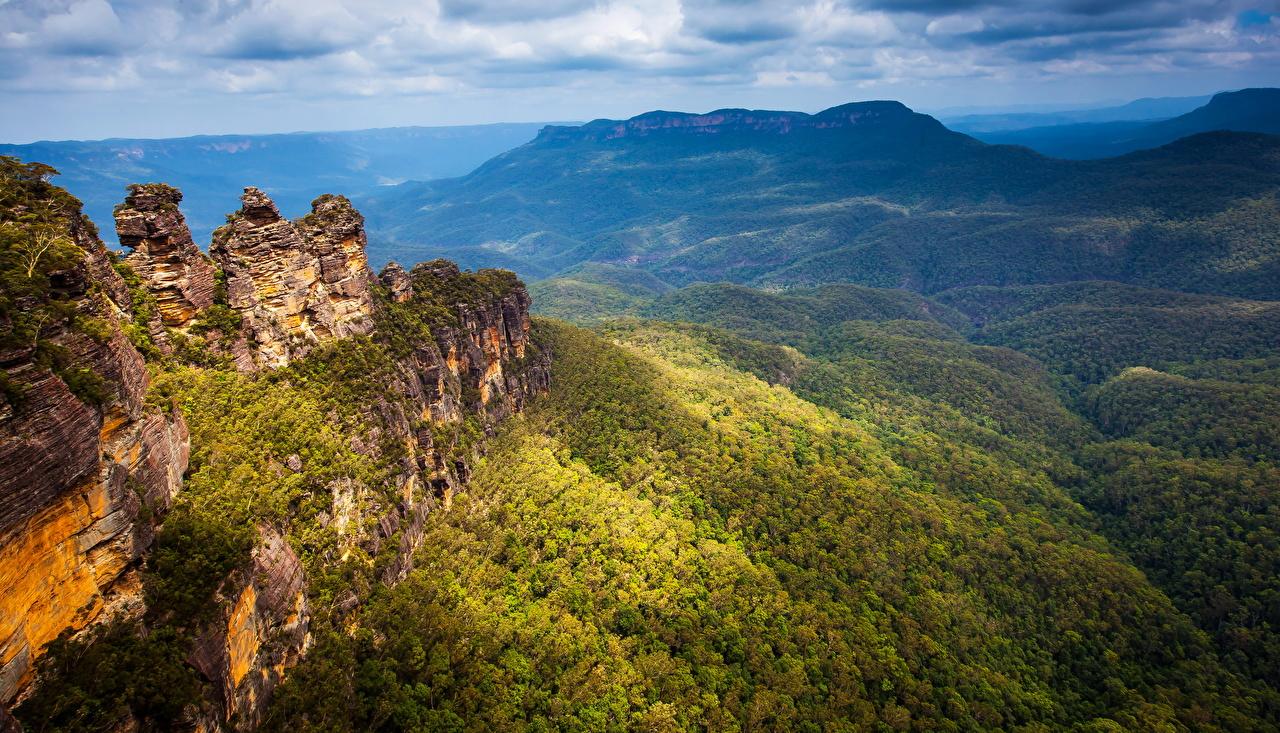 Picture Australia Blue Mountain Crag Nature park Landscape