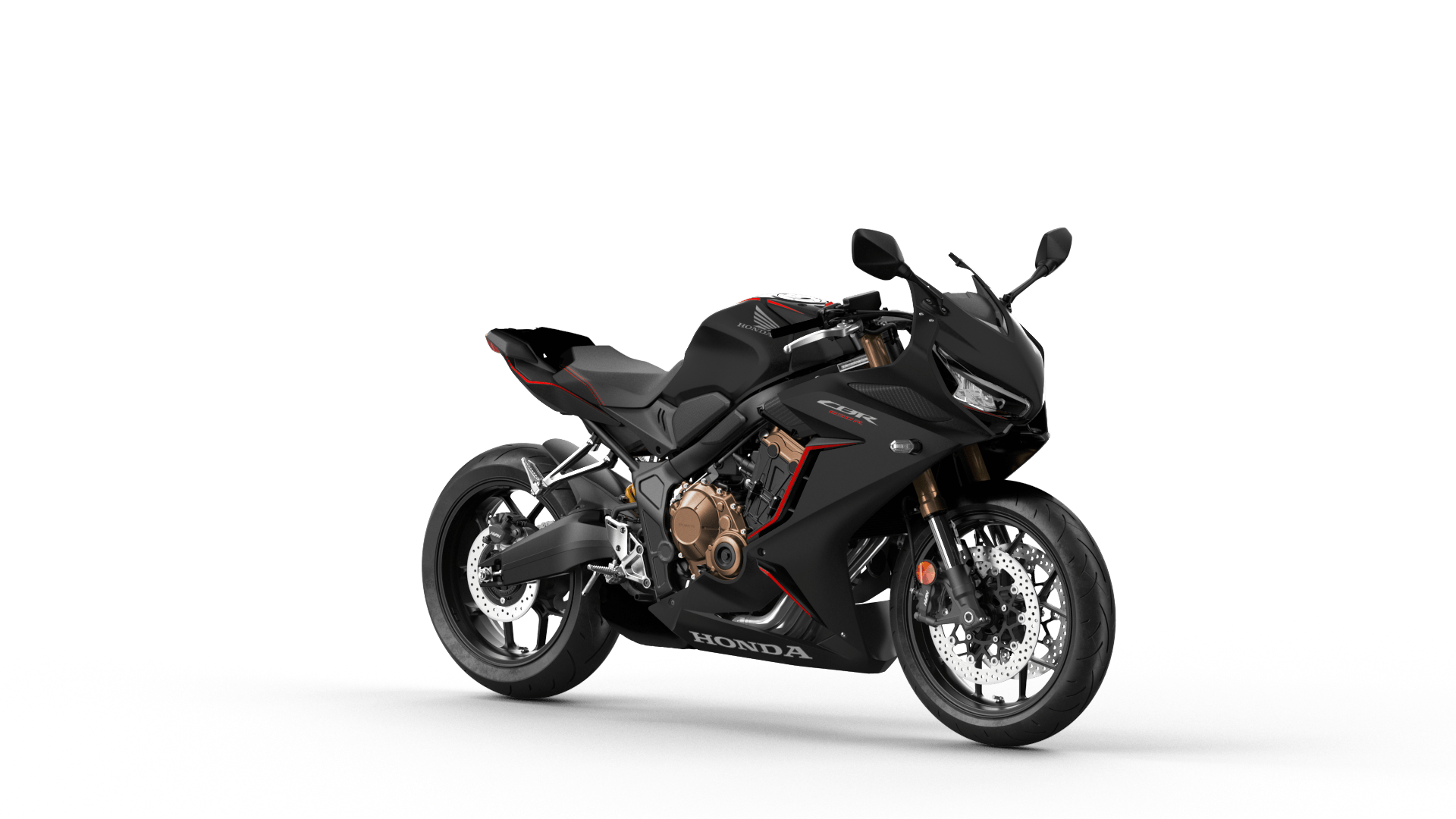 Red motorcycle Honda CBR 650 RR, 2021 on a gray background Desktop  wallpapers 1400x1050