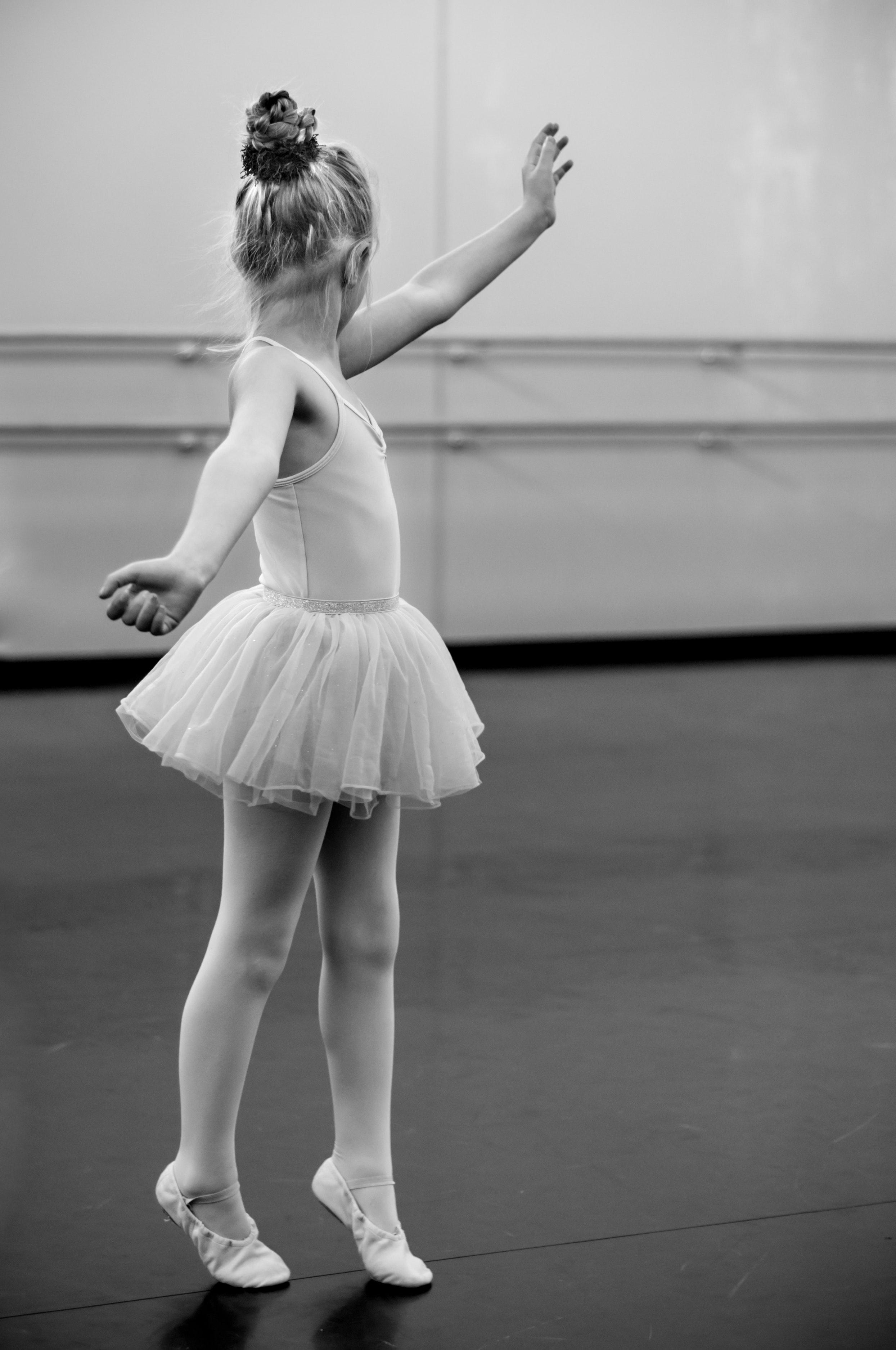 Grayscale Photography of Girl Doing Ballet · Free