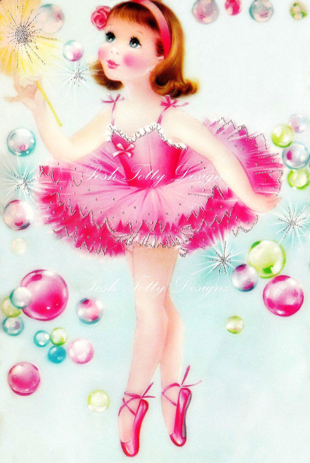 The Beautiful Little Ballerina Dancer Vintage Greetings Card
