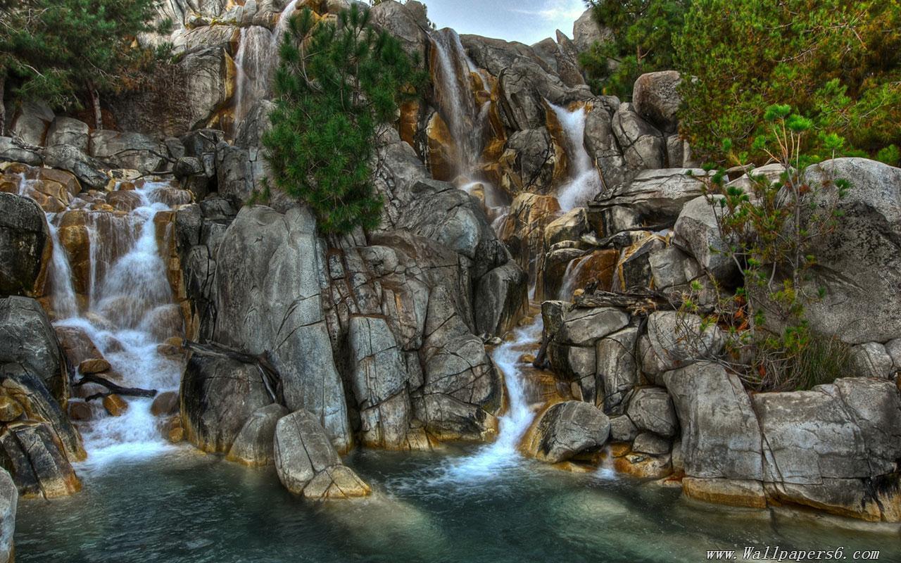 Mountain stream lakes rocks waterfall － Landscape
