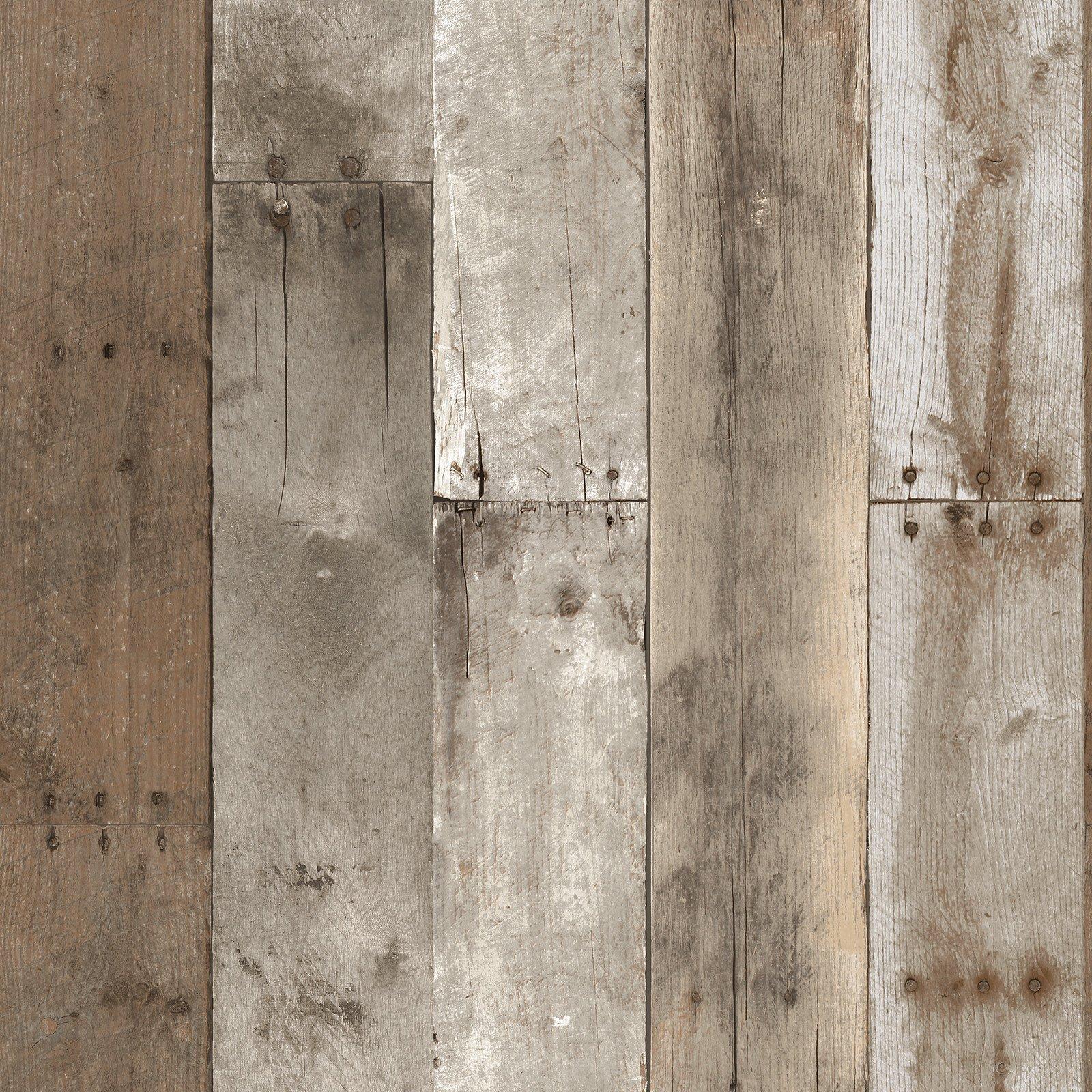 Repurposed Wood Weathered Textured Self Adhesive Wallpaper