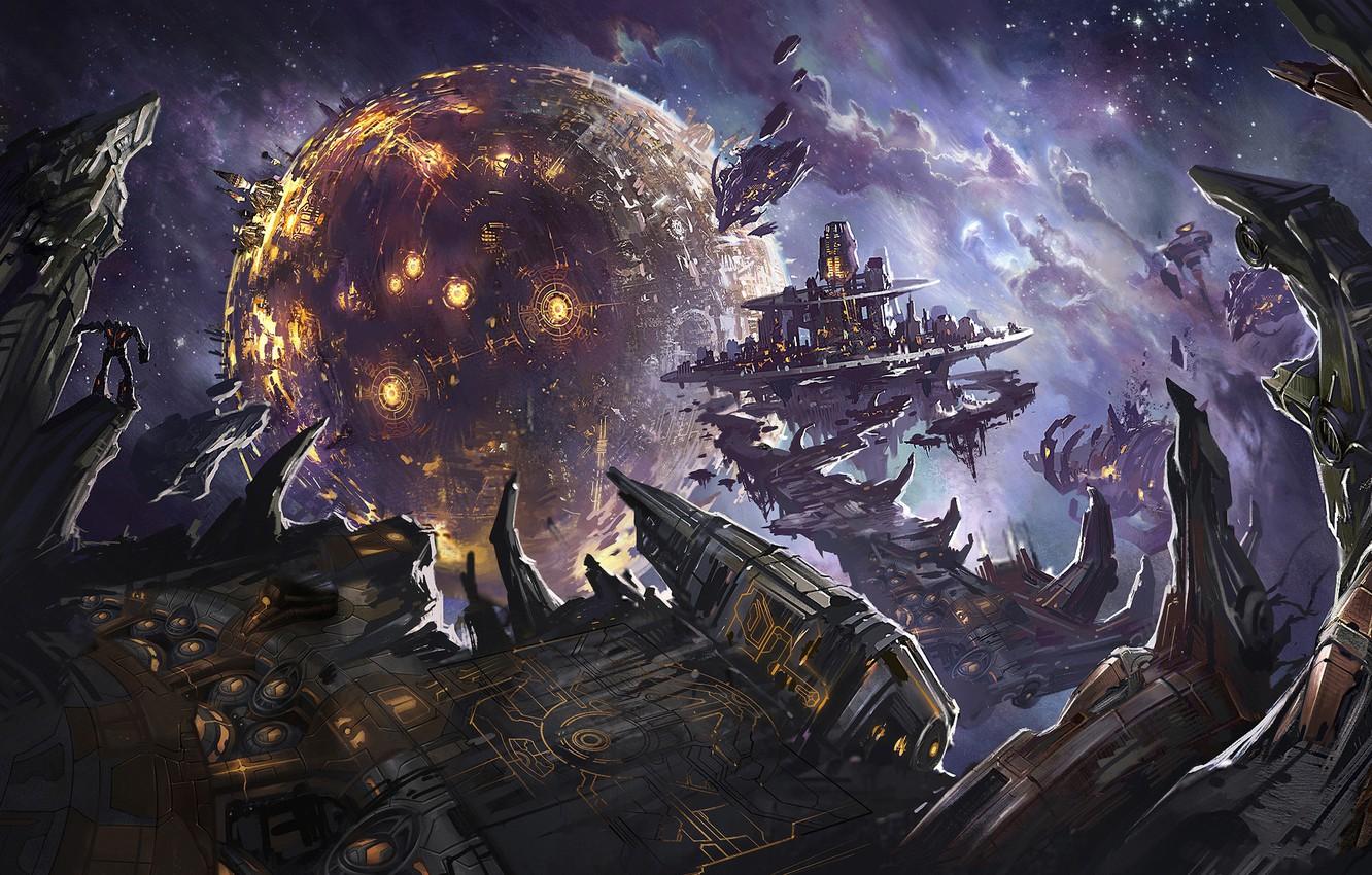 Wallpaper planet, explosions, robots, Transformers, Battle