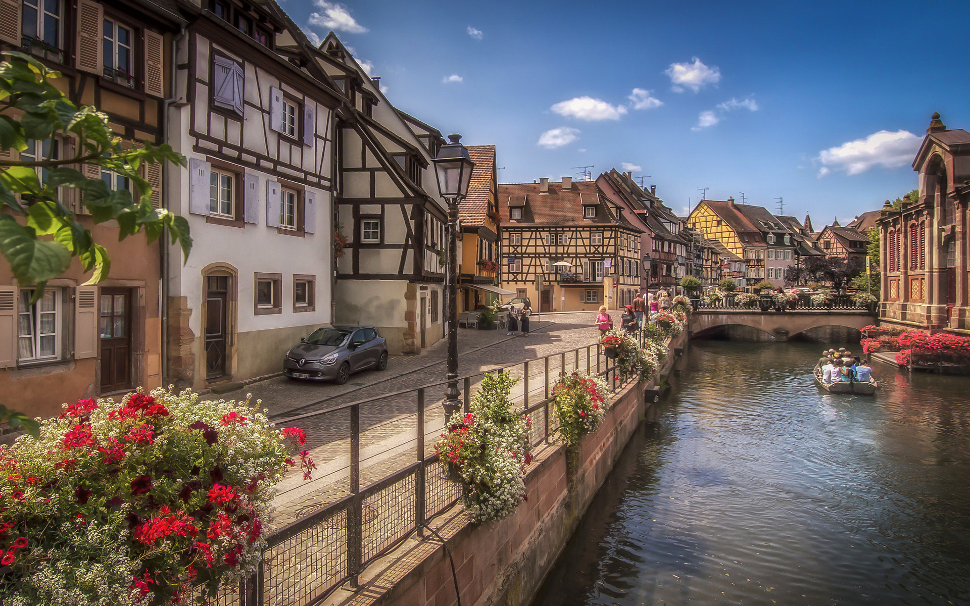 Download wallpaper Colmar, summer, houses, canal, Alsace