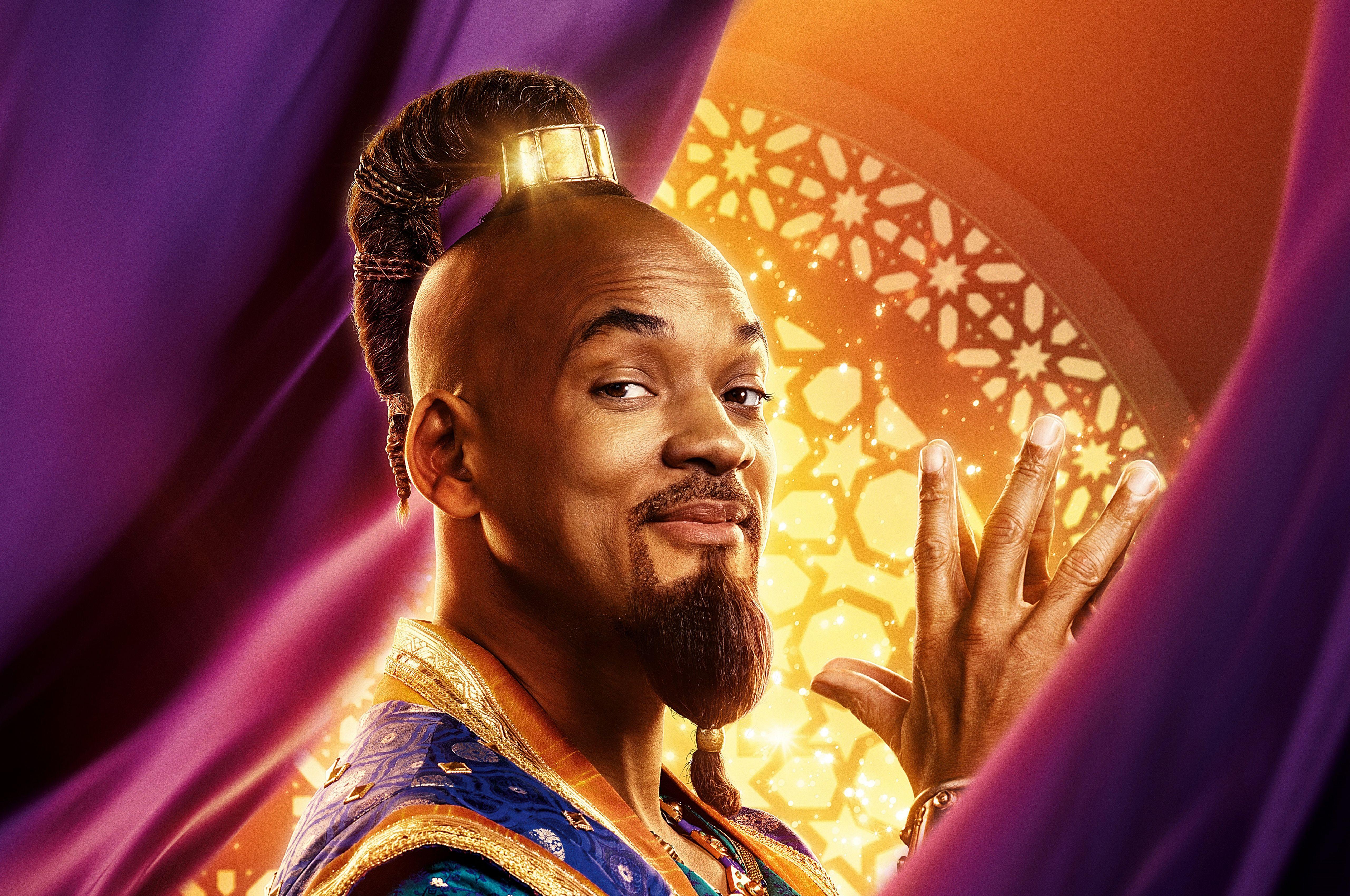 5k Background Will Smith Genie Aladdin 2019 Wallpaper