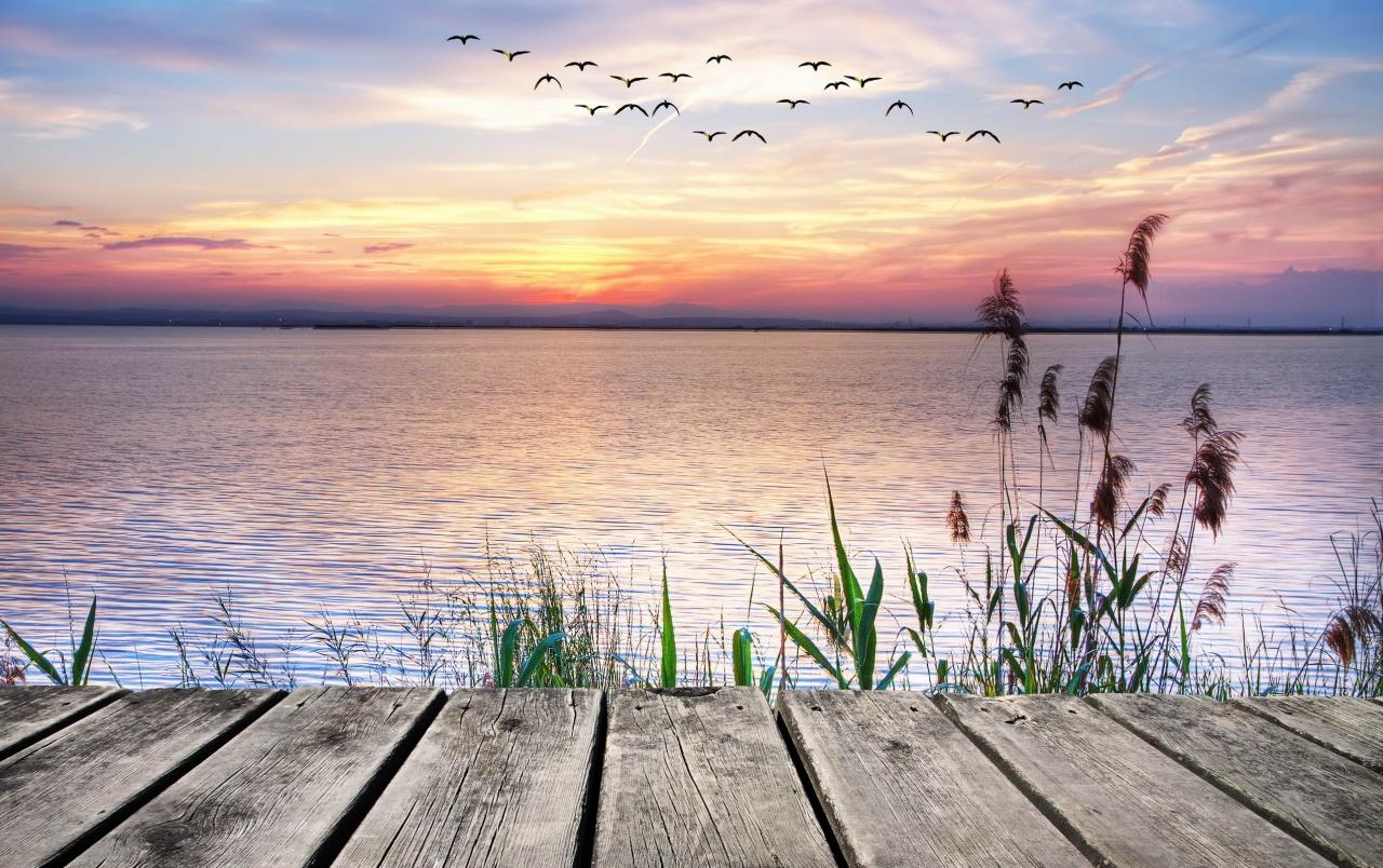 Lake View From Wooden Bridge wallpaper. Lake View From
