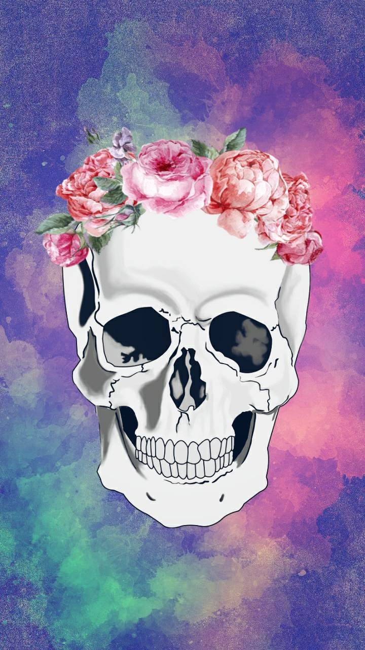 Flower crown skull wallpaper