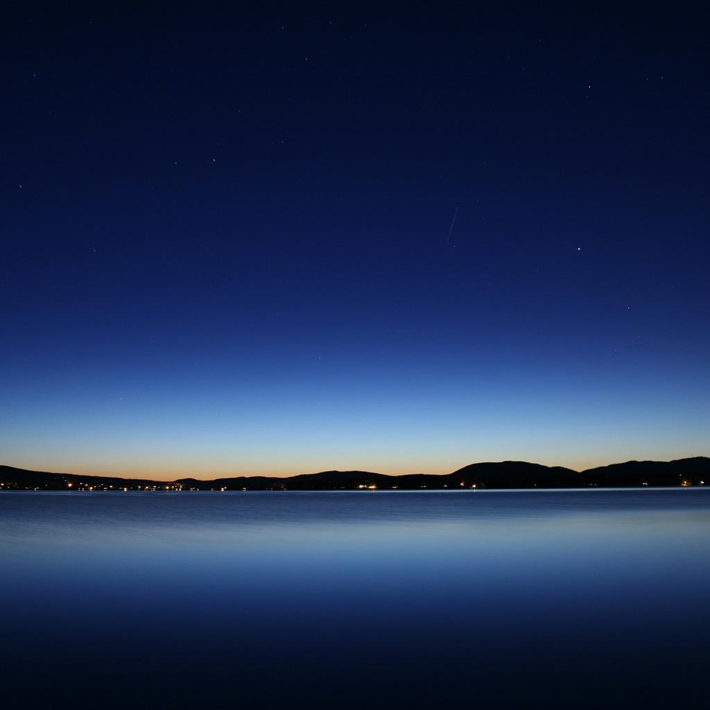 Night Mountains Calm Lake View iPad Wallpaper Free Download