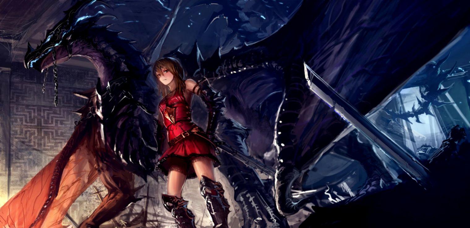 Dragon Girl Art Anime HD Wallpaper