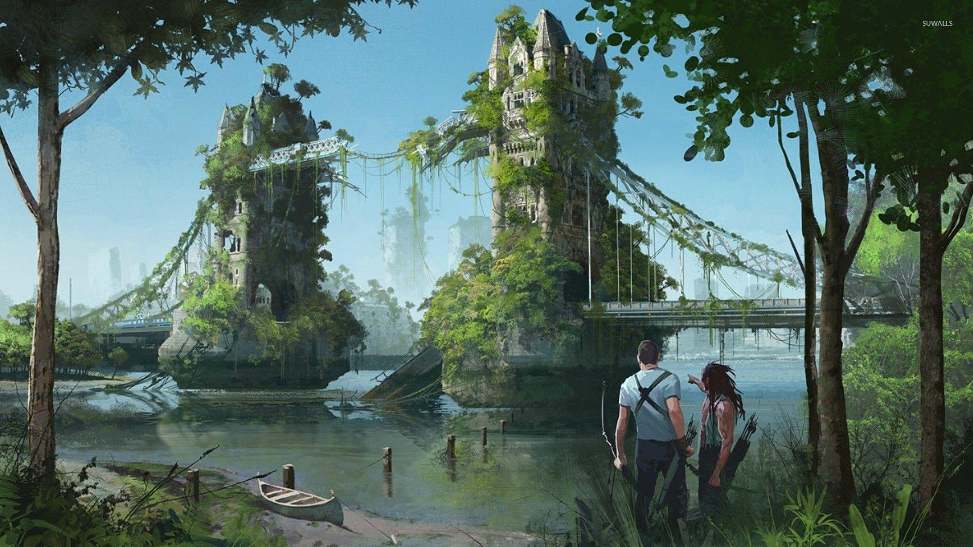 Post apocalyptic Tower Bridge, London wallpaper