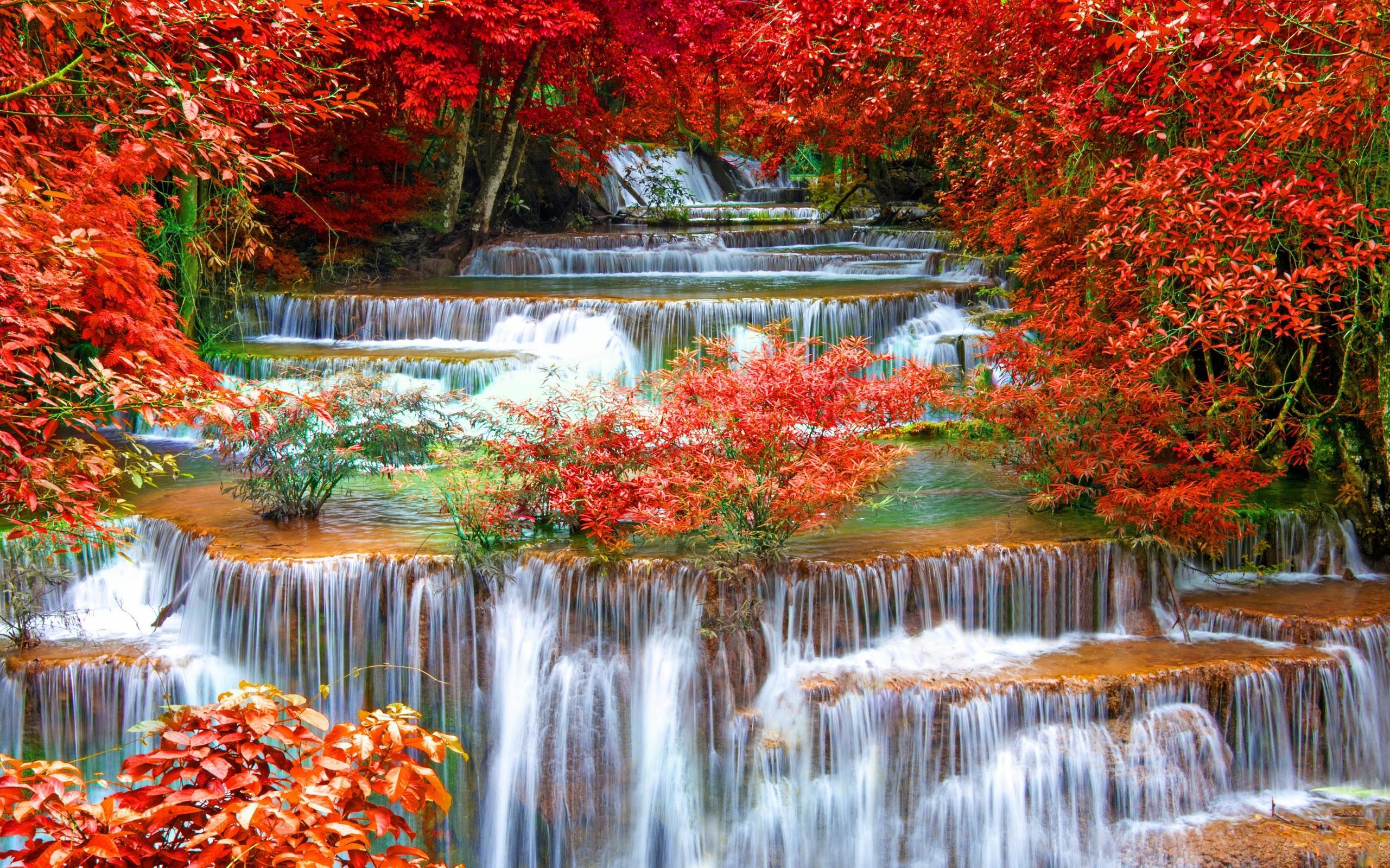 Autumn Waterfall HD Wallpaper. Background Imagex1600