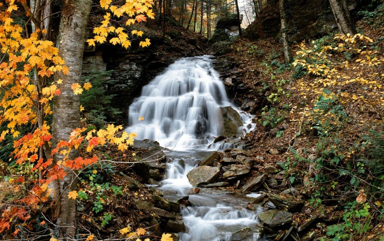 Autumn waterfall wallpaper. Autumn waterfall